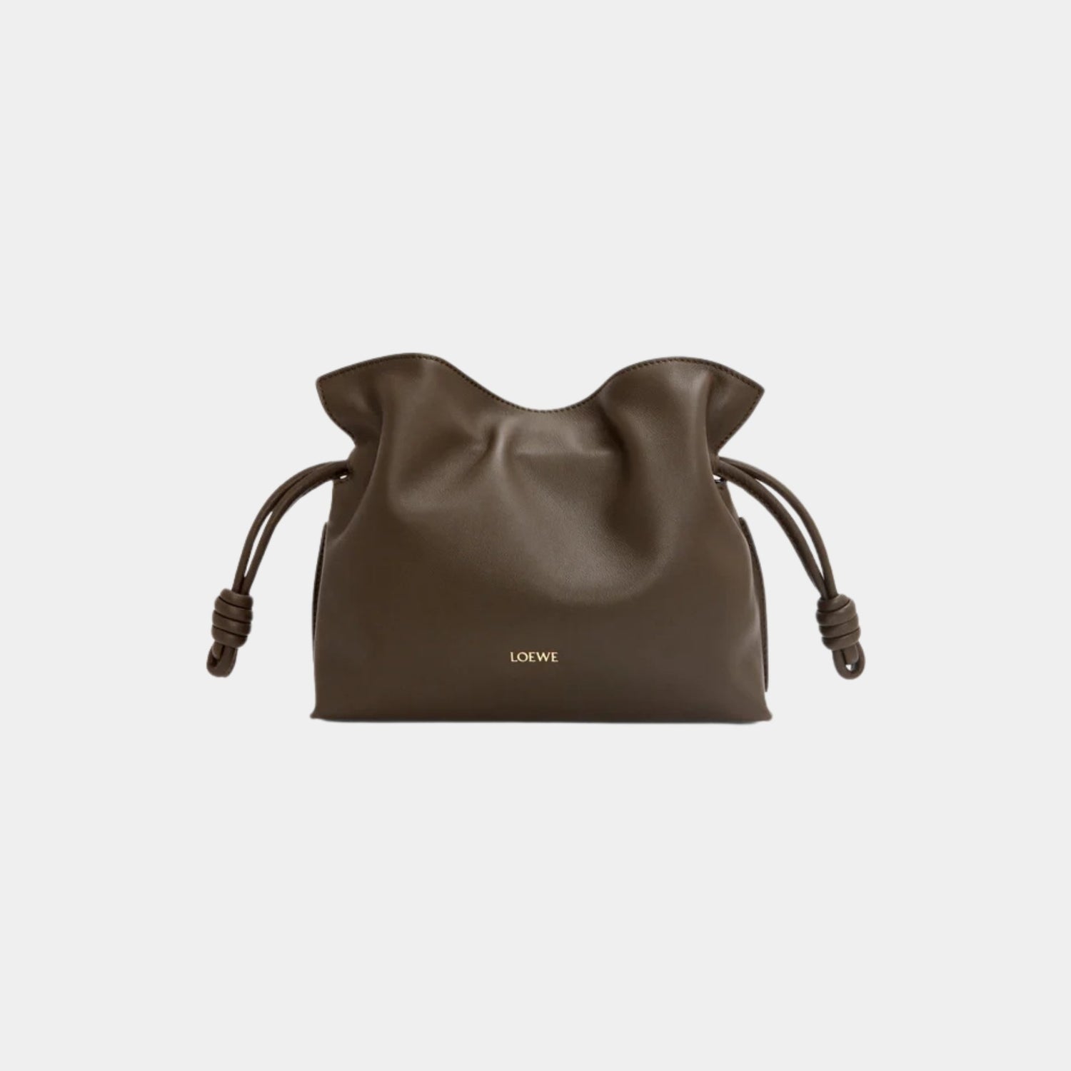 Loewe Mini Flamenco Clutch In Nappa Calfskin, Chocolate, Front