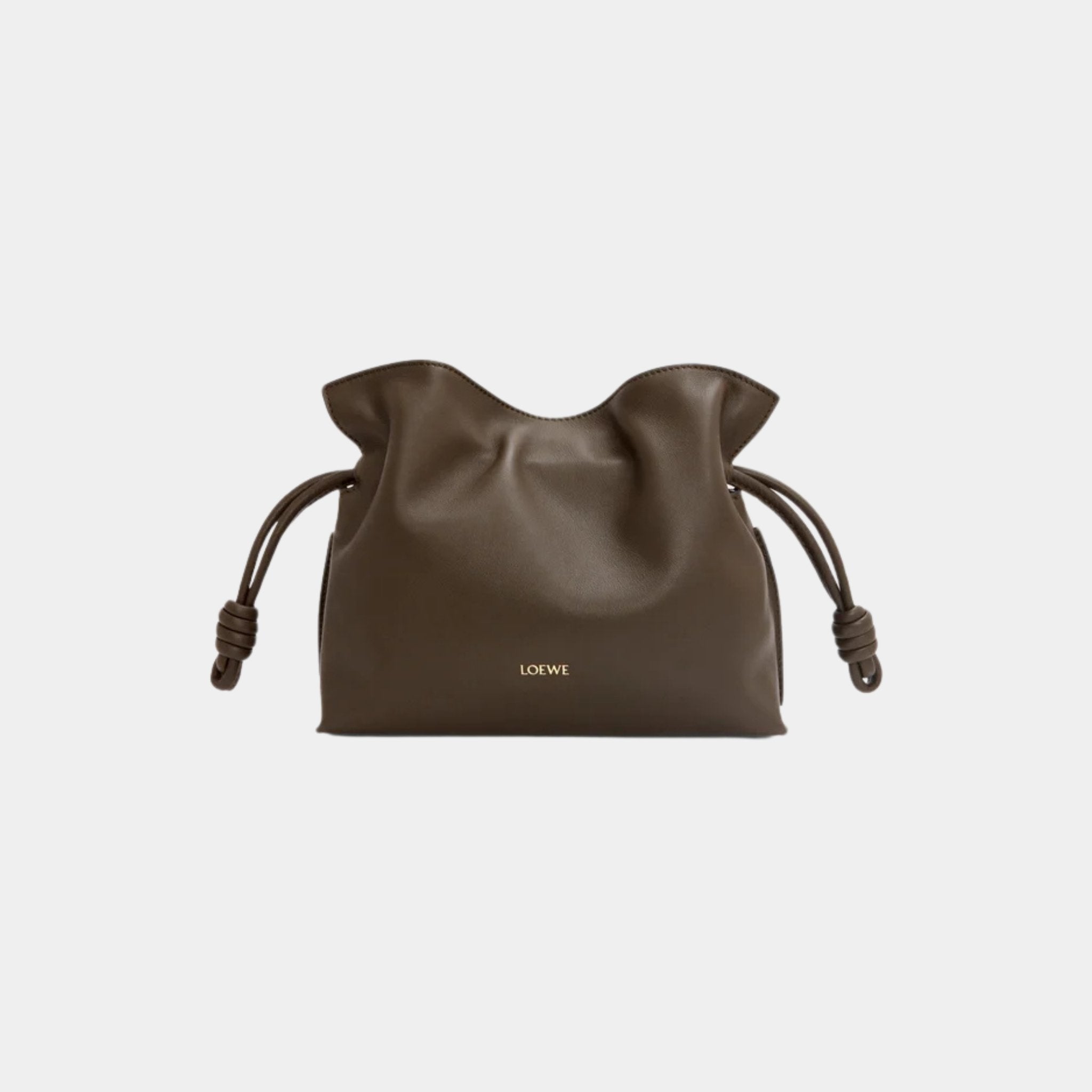 Loewe Mini Flamenco Clutch In Nappa Calfskin, Chocolate, Front