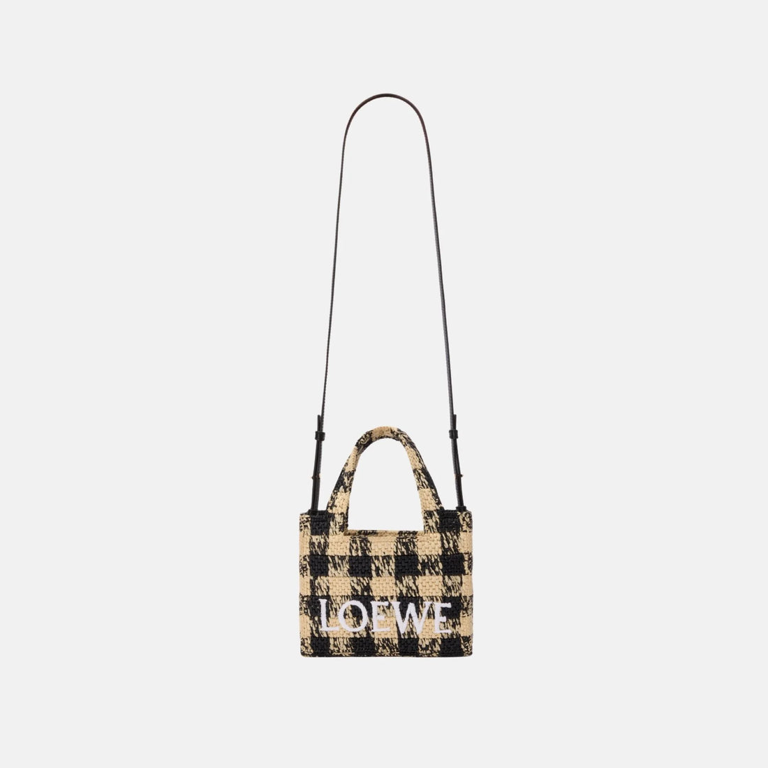 Loewe Mini Font Tote in Raffia, Full