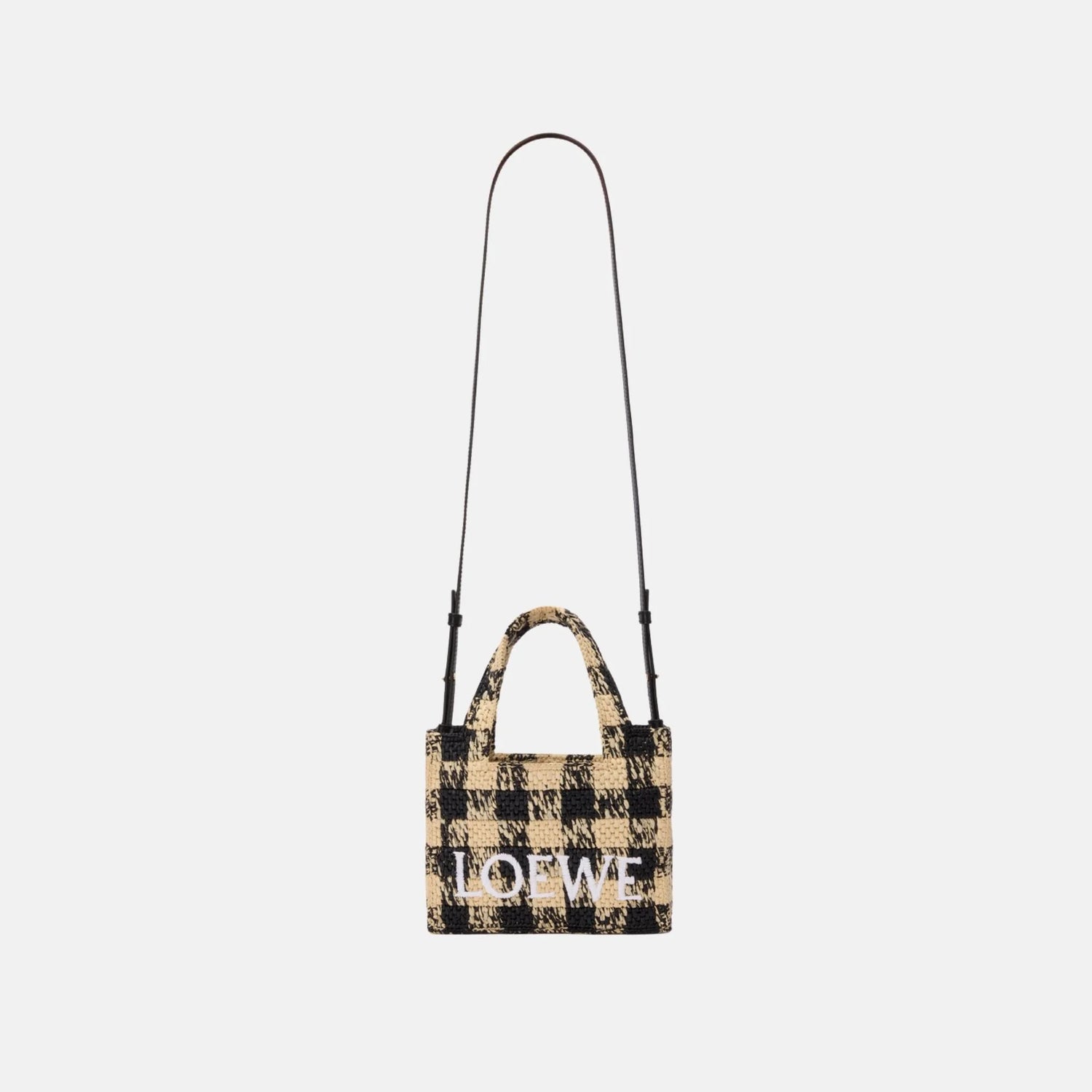 Loewe Mini Font Tote in Raffia, Full