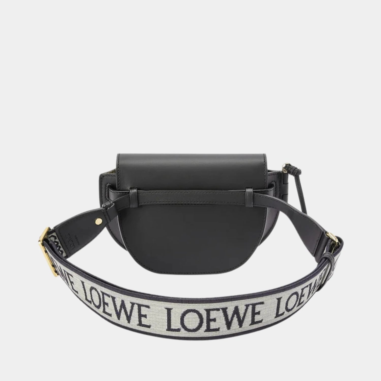 Loewe XXL Puzzle Fold Tote in Canvas Jacquard and Calfskin, Black, Back