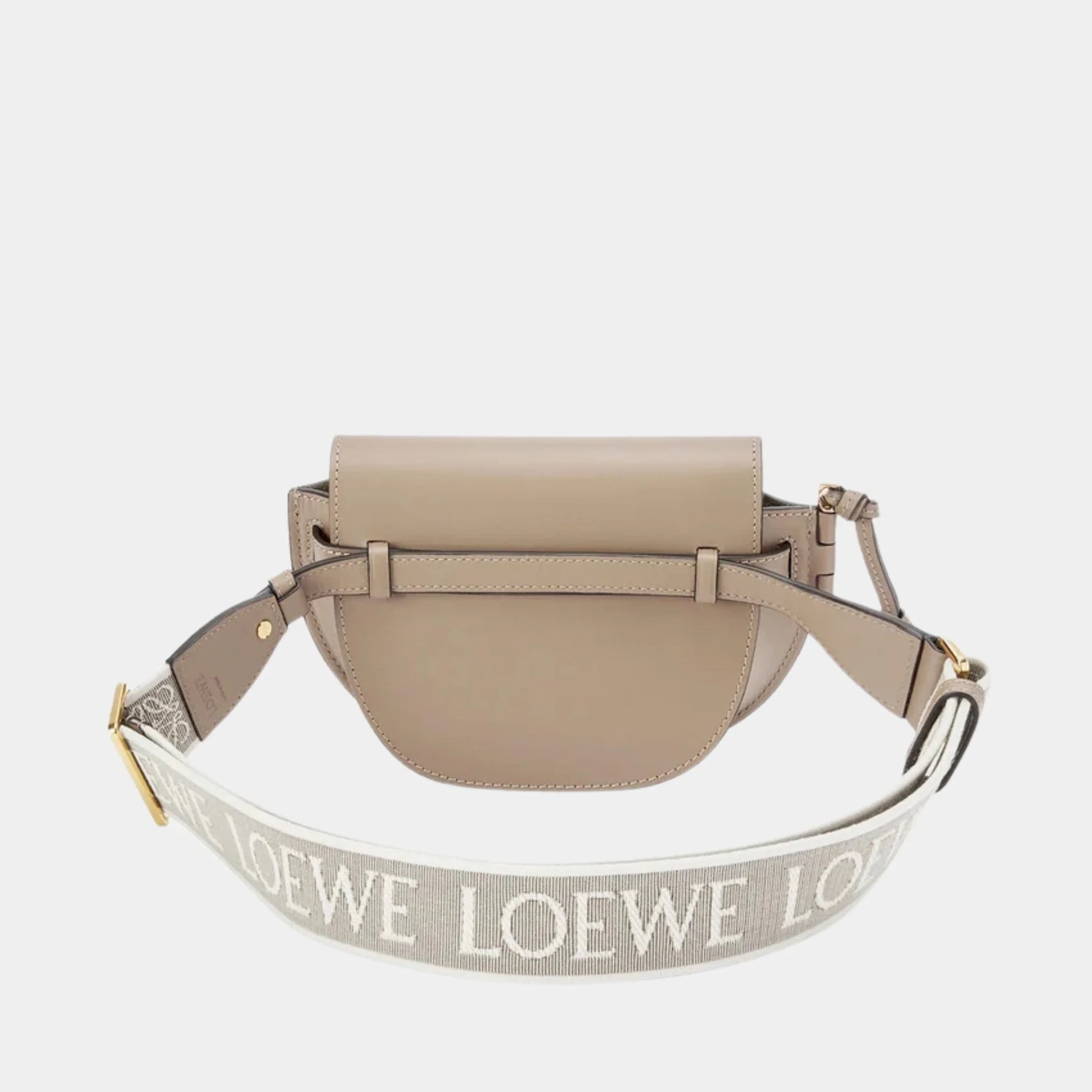 Loewe XXL Puzzle Fold Tote in Canvas Jacquard and Calfskin, Sand, Back