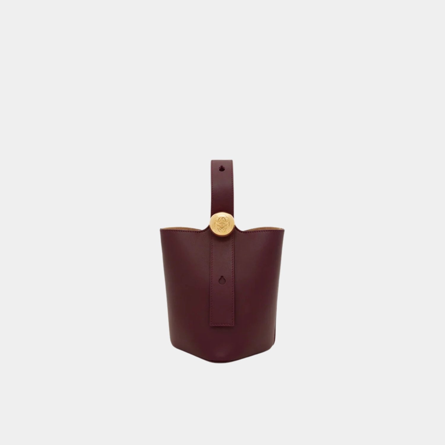 Loewe Mini Pebble Bucket In Smooth Calfskin, Dark Burgundy, Front