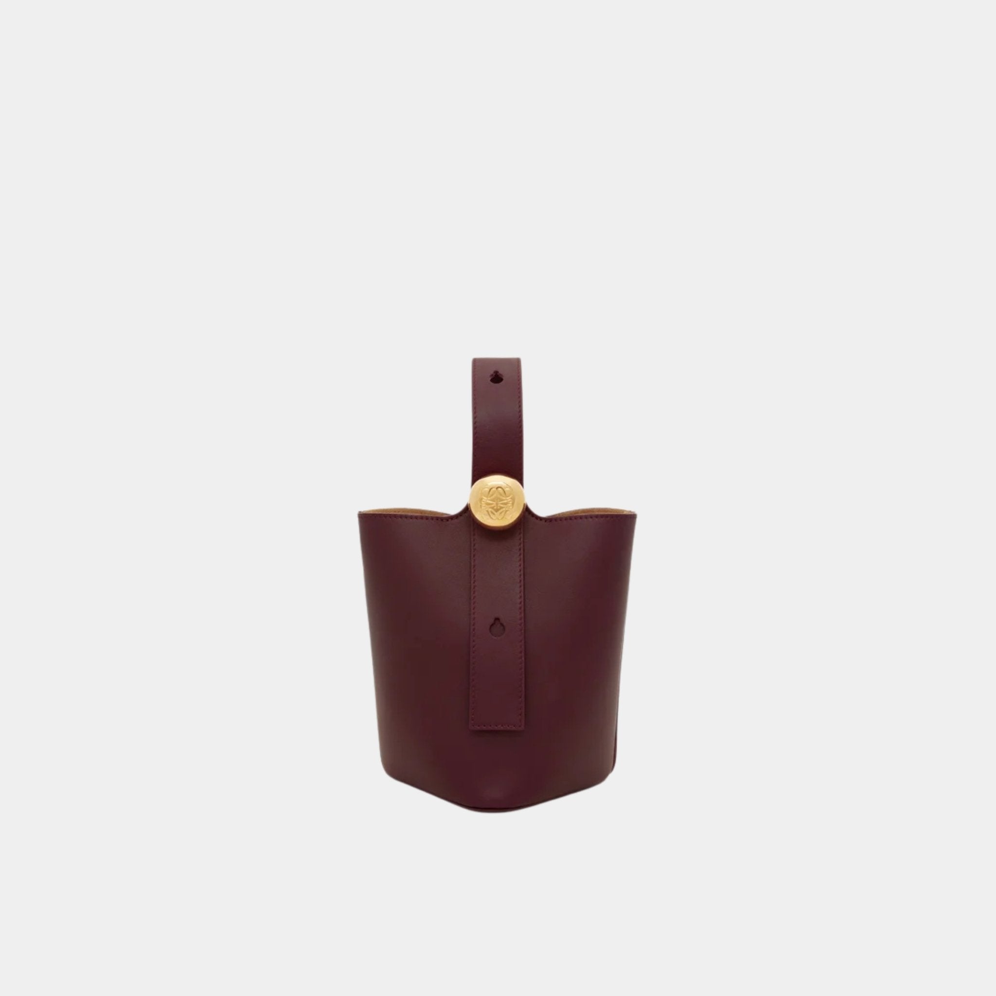 Loewe Mini Pebble Bucket In Smooth Calfskin, Dark Burgundy, Front