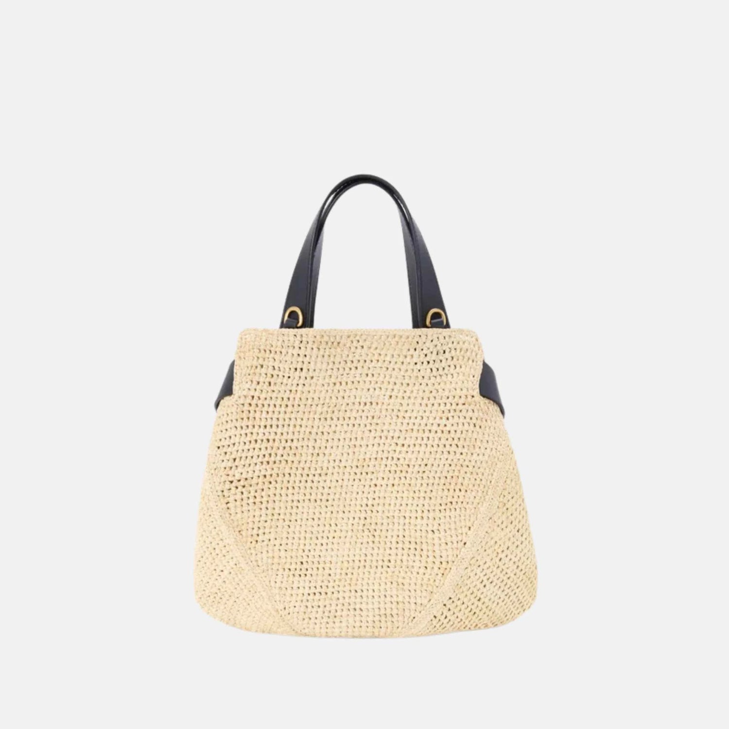 Loewe Mini Punch Hole Shopper in Raffia, Back