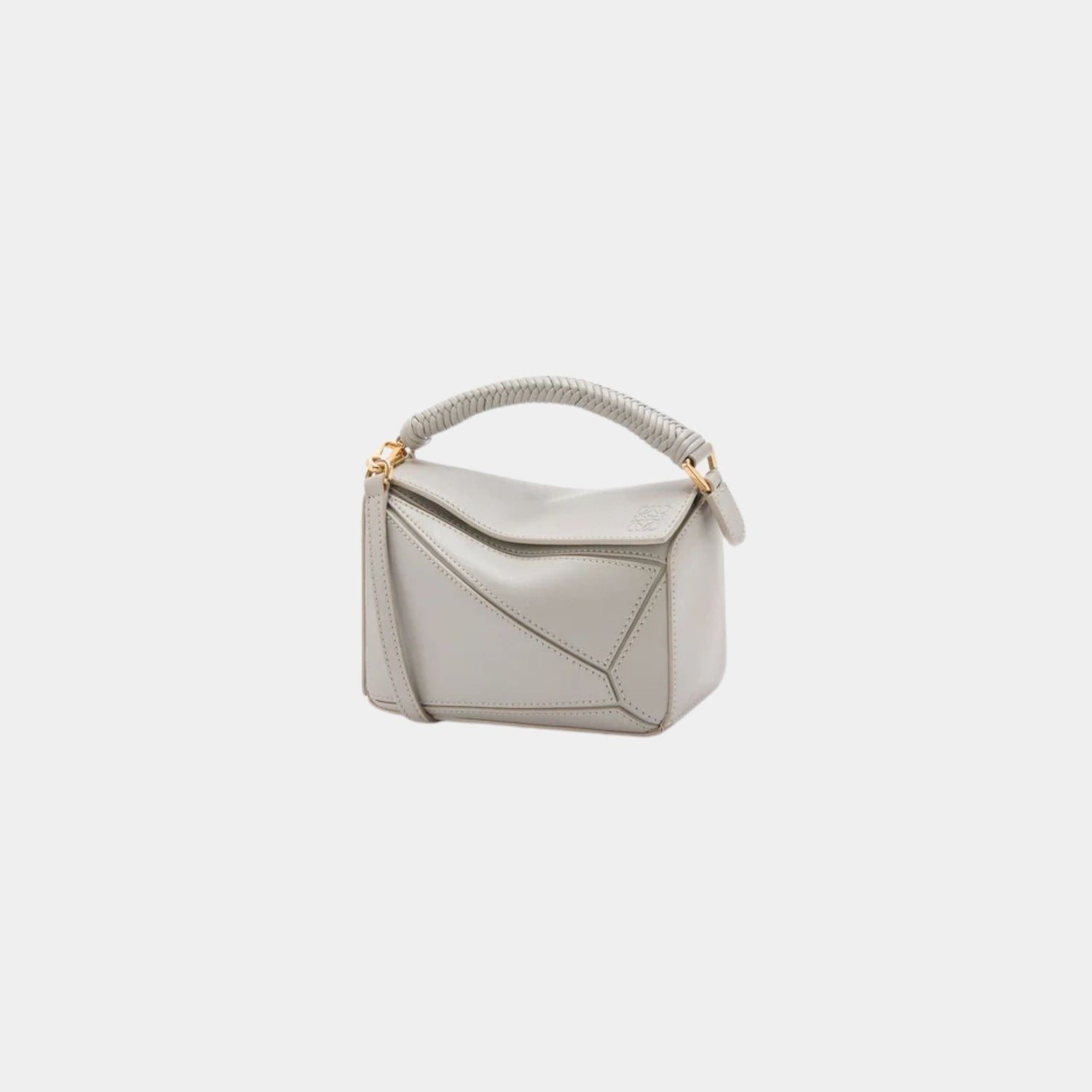 Loewe Mini Puzzle Bag In Smooth Calfskin, Shell Grey, Front