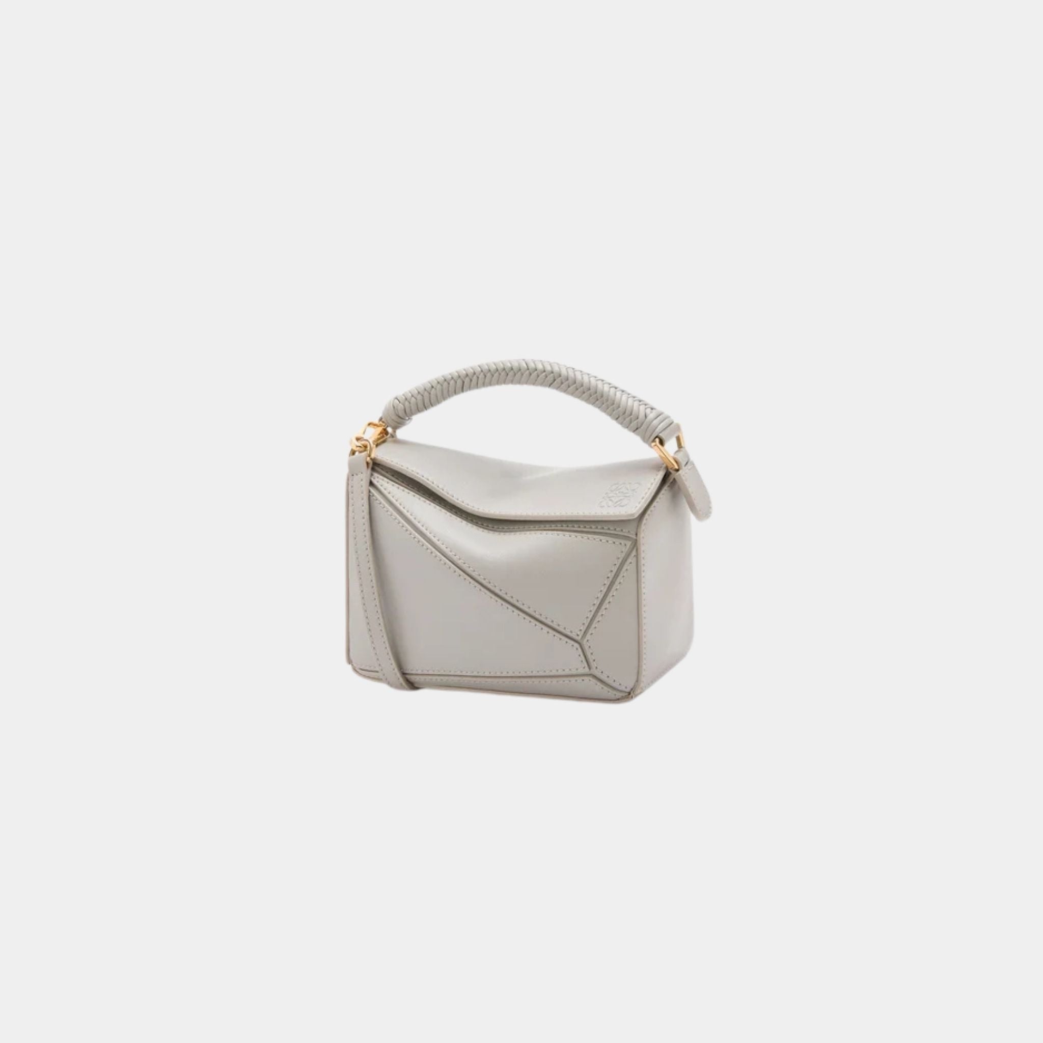 Loewe Mini Puzzle Bag In Smooth Calfskin, Shell Grey, Front