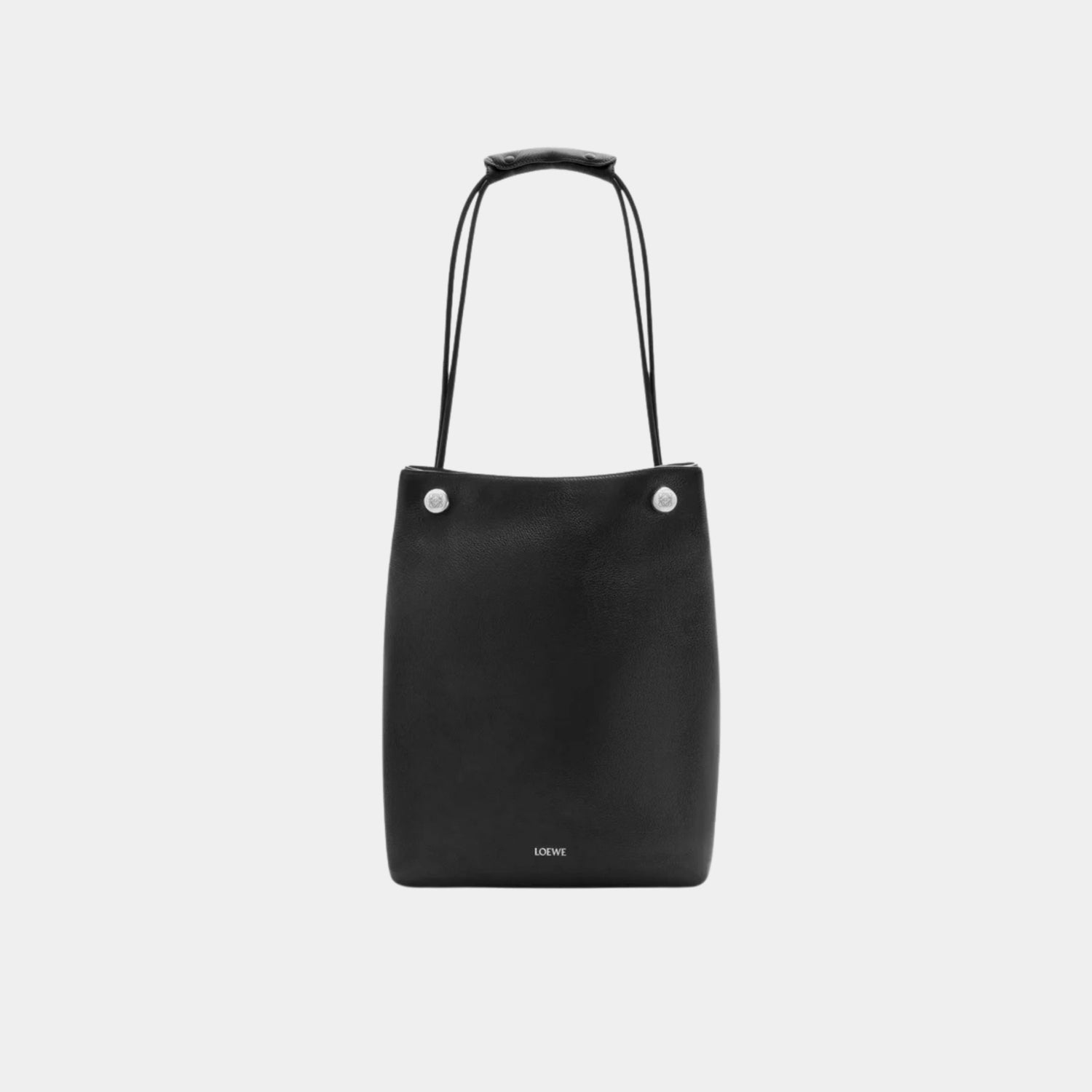 Loewe Pebble Hobo In Supple Grained Calfskin, Black, Front