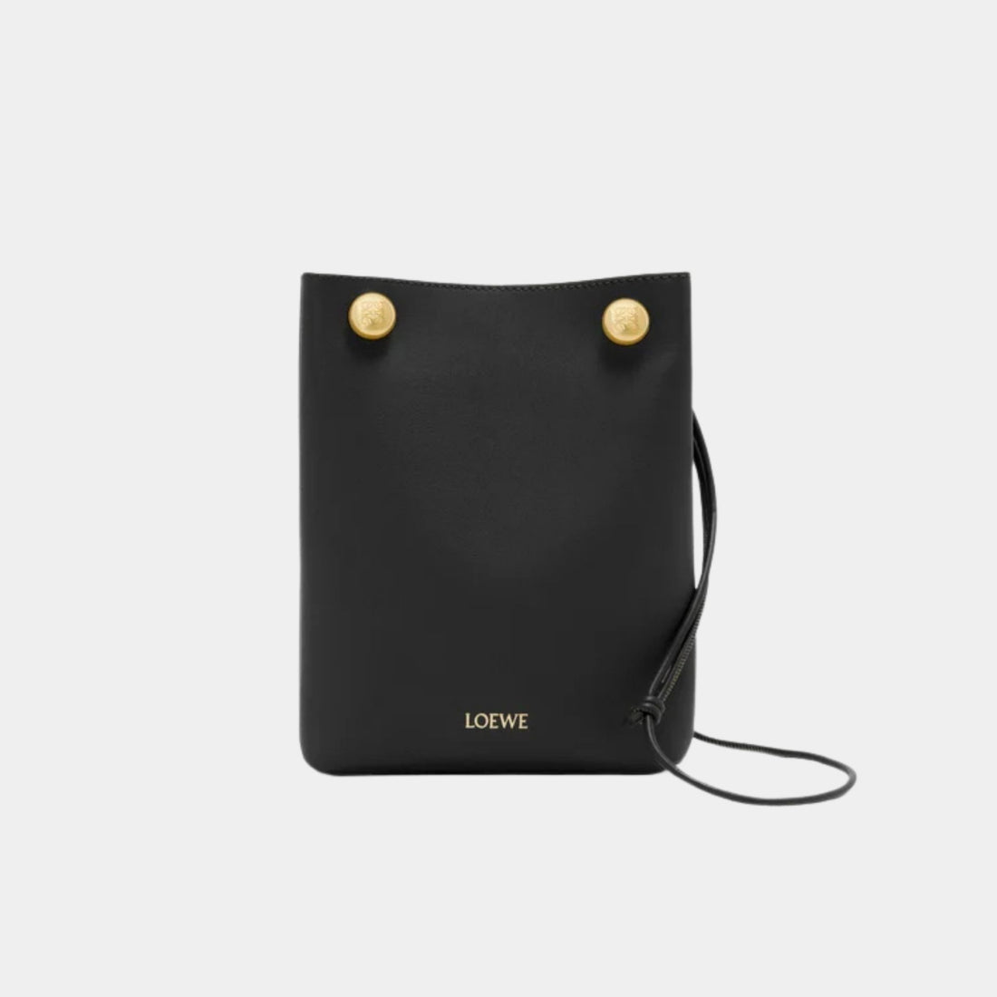 Loewe Pebble Pochette in Smooth Calfskin, Black, Front