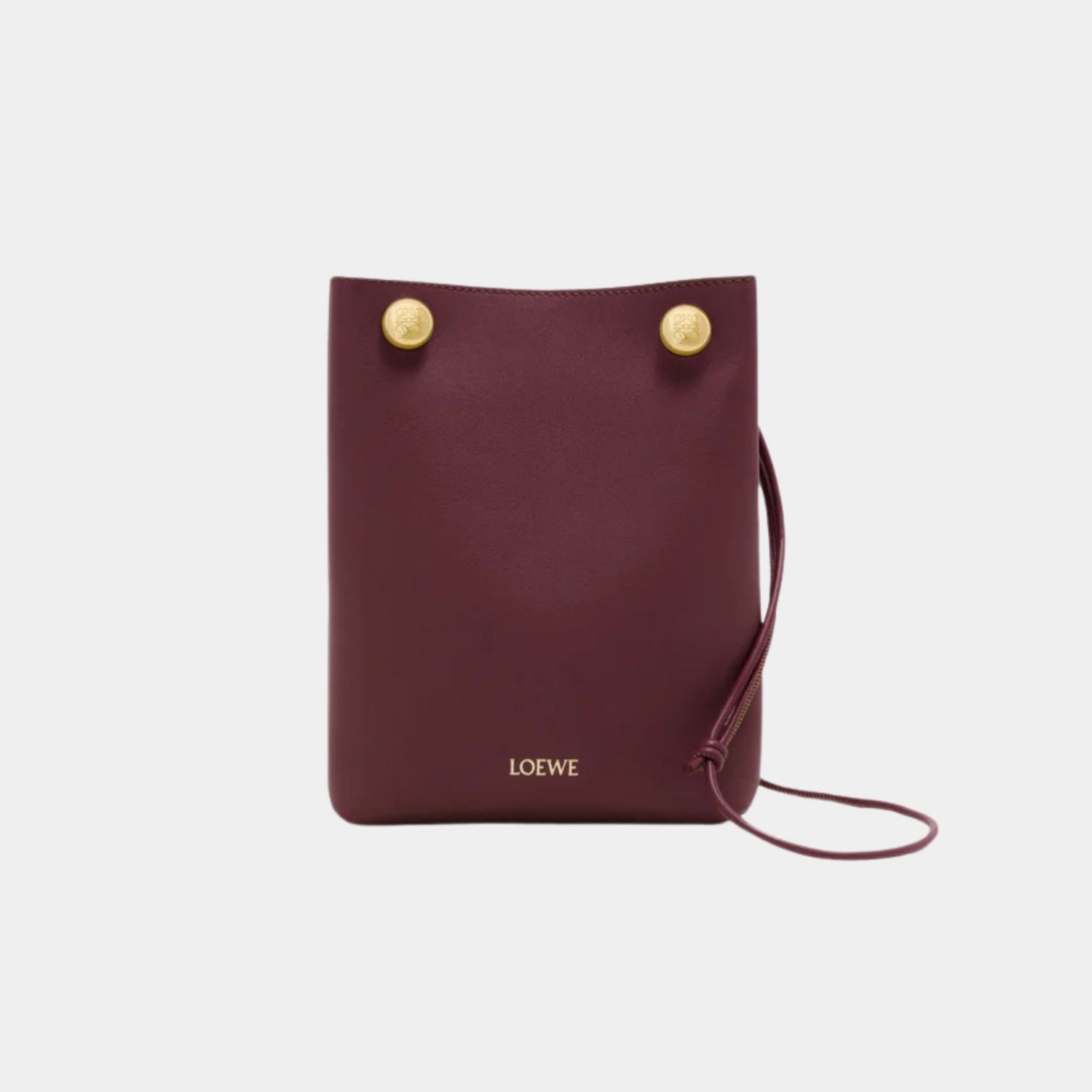 Loewe Pebble Pochette in Smooth Calfskin, Dark Burgundy, Front