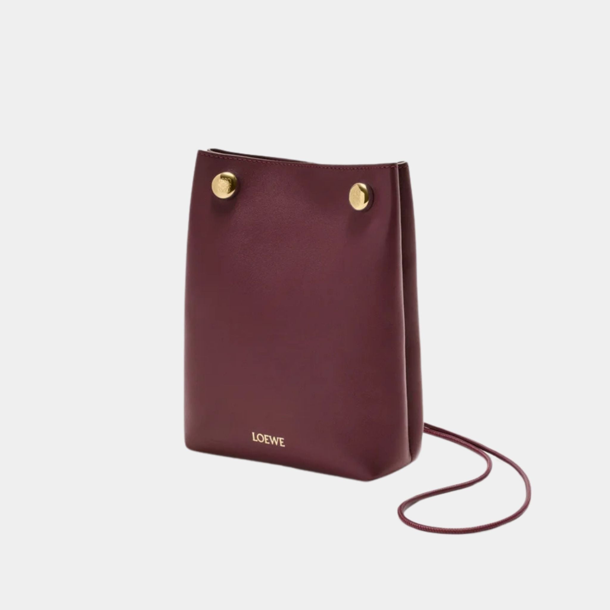 Loewe Pebble Pochette in Smooth Calfskin, Dark Burgundy, Side