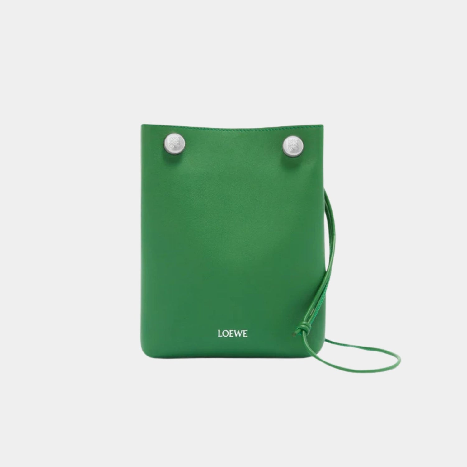 Loewe Pebble Pochette in Smooth Calfskin, Tropical Green, Front