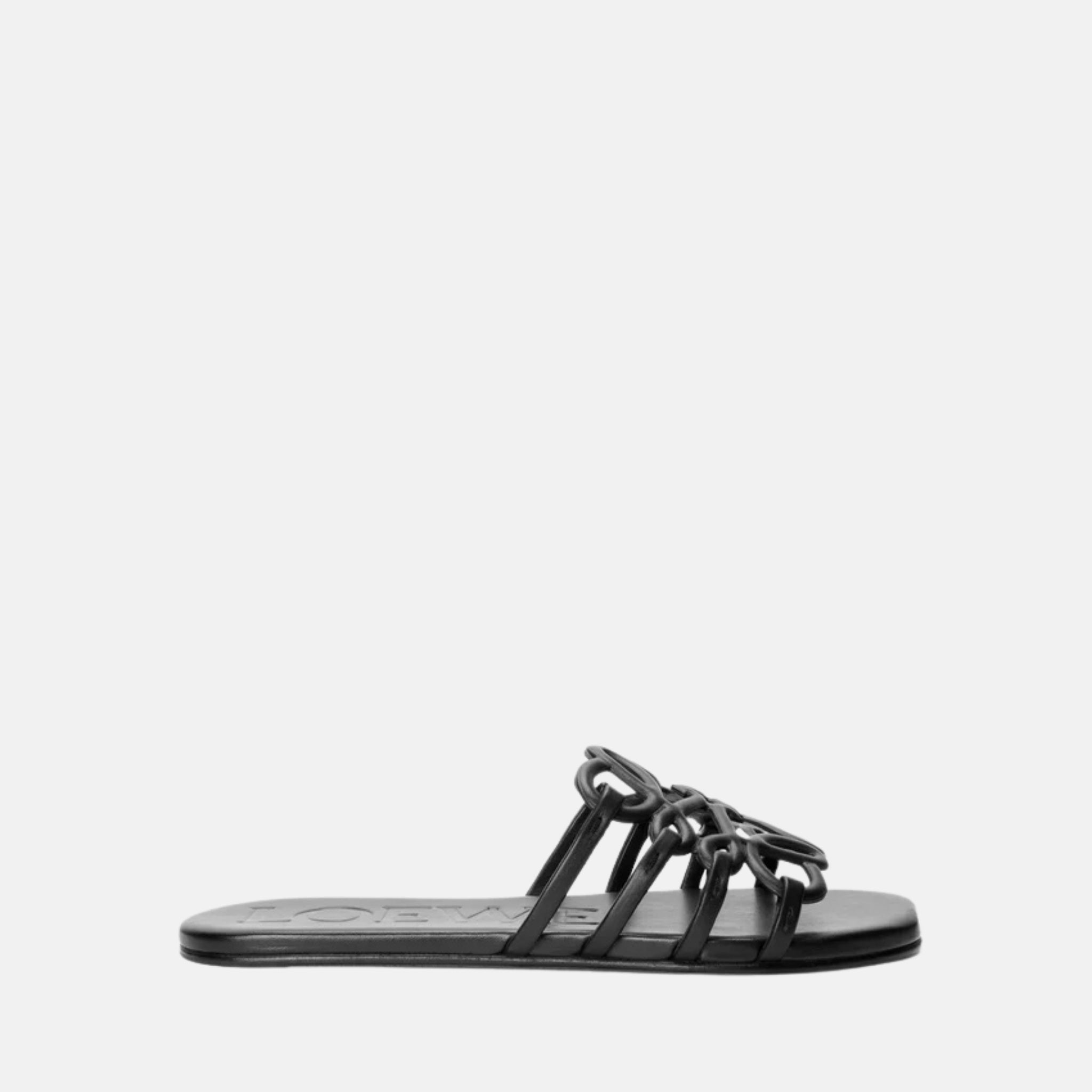 Loewe Petal Anagram Slide In Soft Calfskin, Back, Side