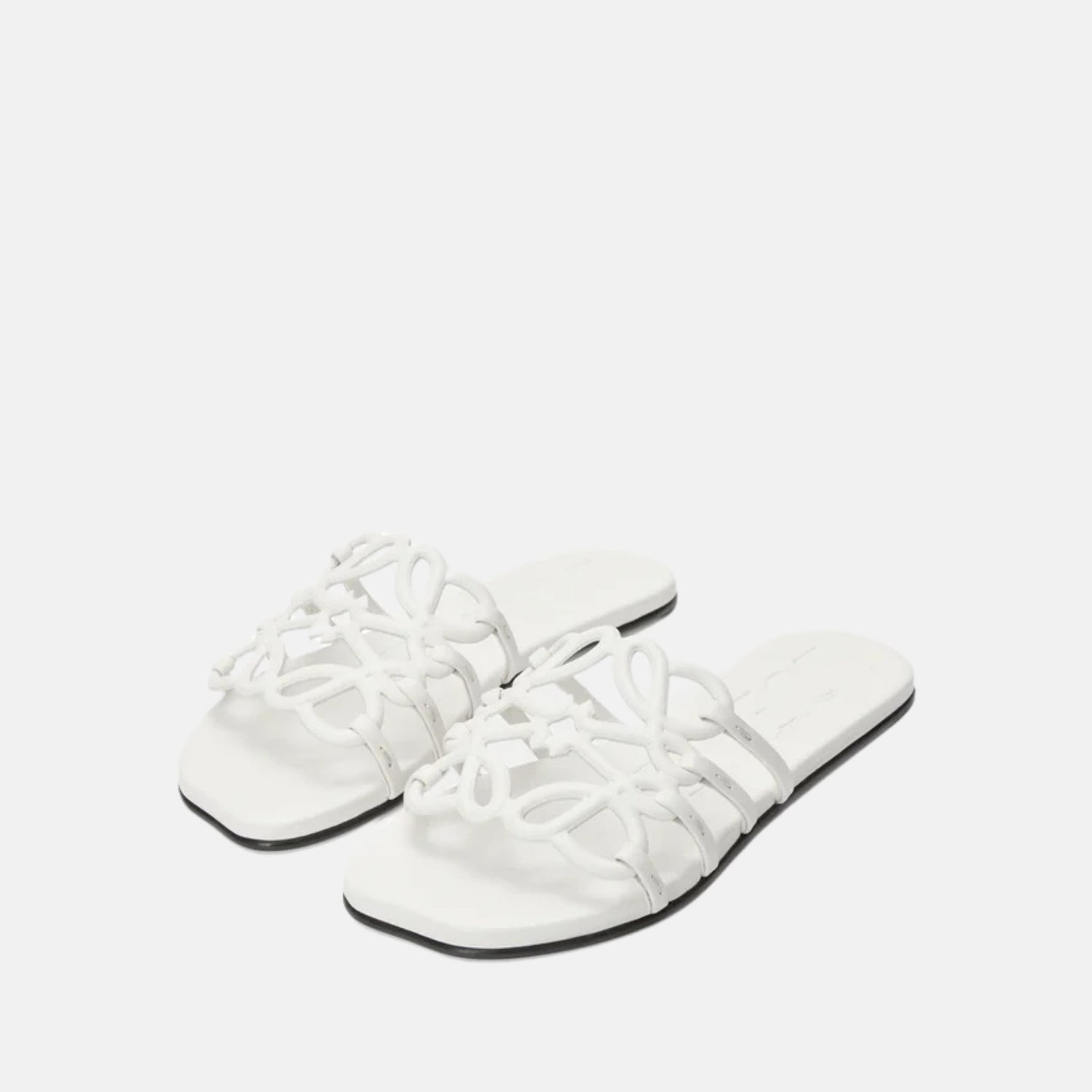 Loewe Petal Anagram Slide In Soft Calfskin, White, Front