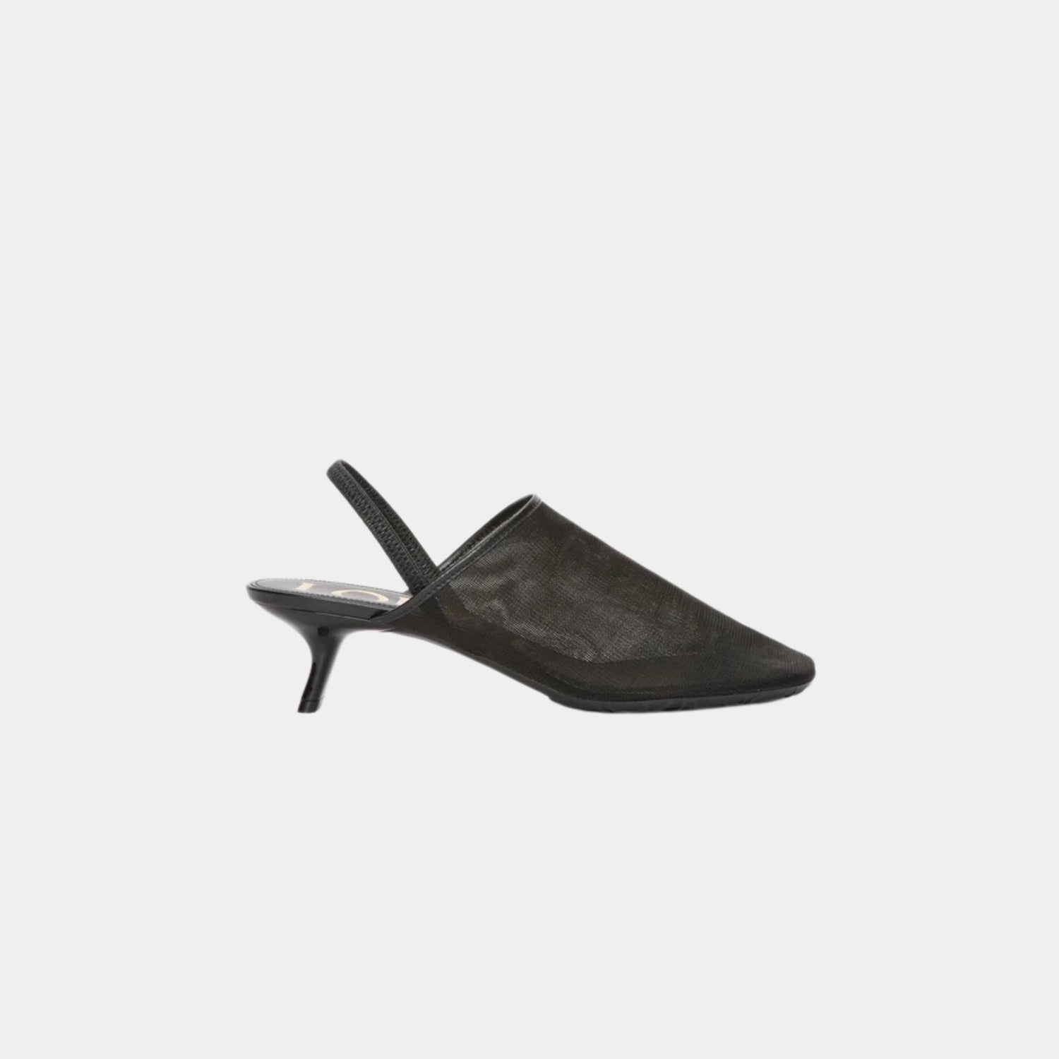 Loewe Petal Slingback Heel Sandal In Mesh, Black, Side