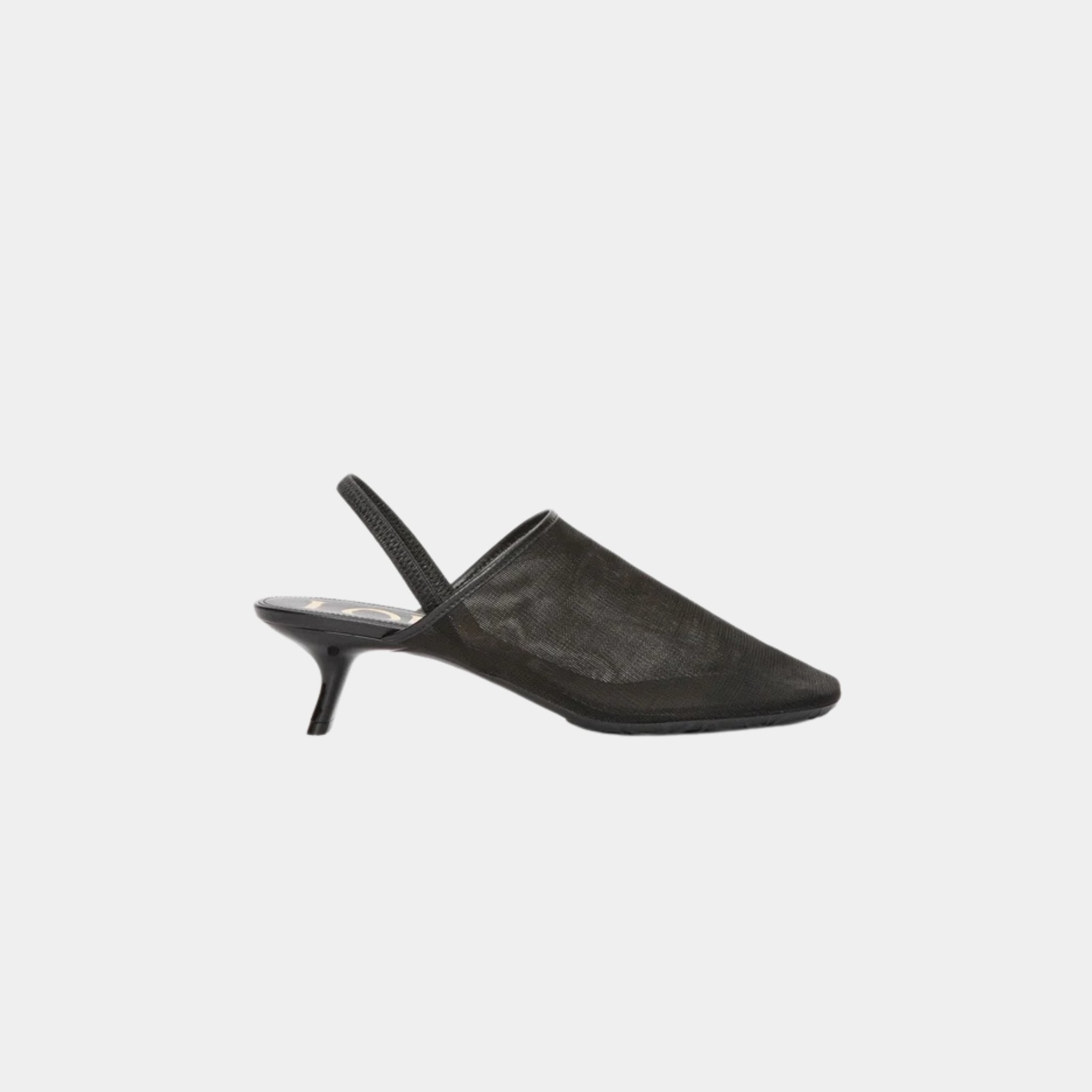 Loewe Petal Slingback Heel Sandal In Mesh, Black, Side