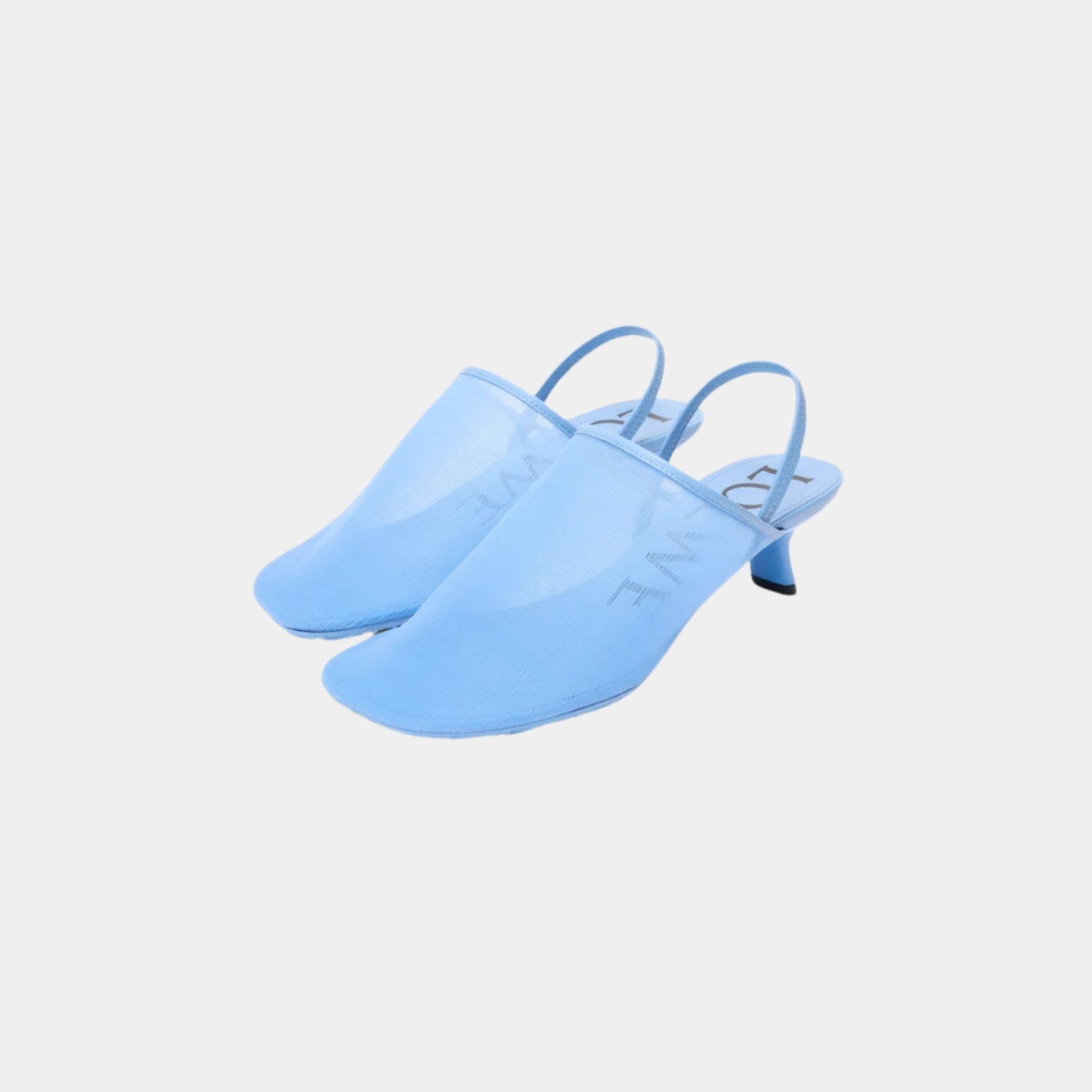 Loewe Petal Slingback Heel Sandal In Mesh, Sea Blue, Front