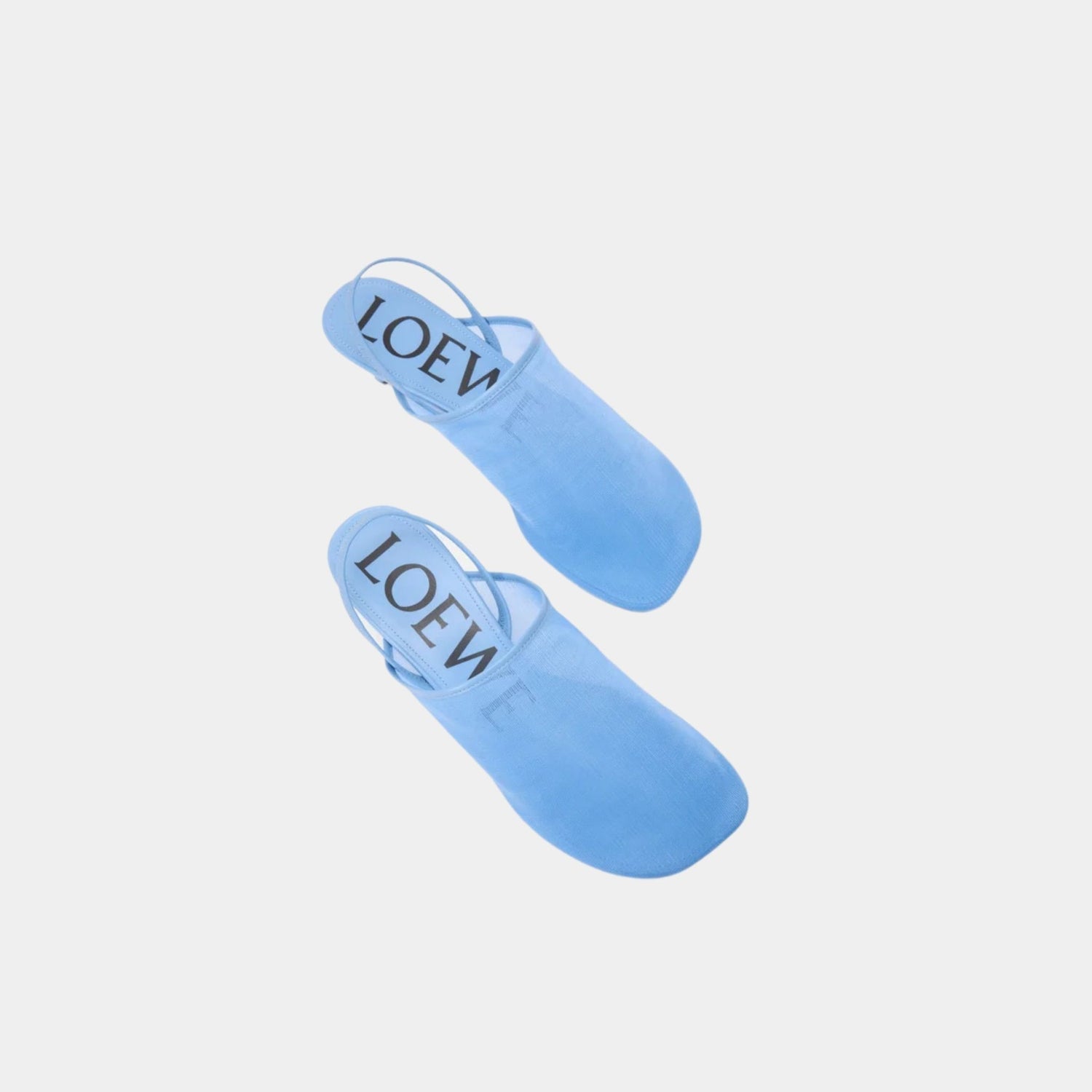 Loewe Petal Slingback Heel Sandal In Mesh, Sea Blue, Top