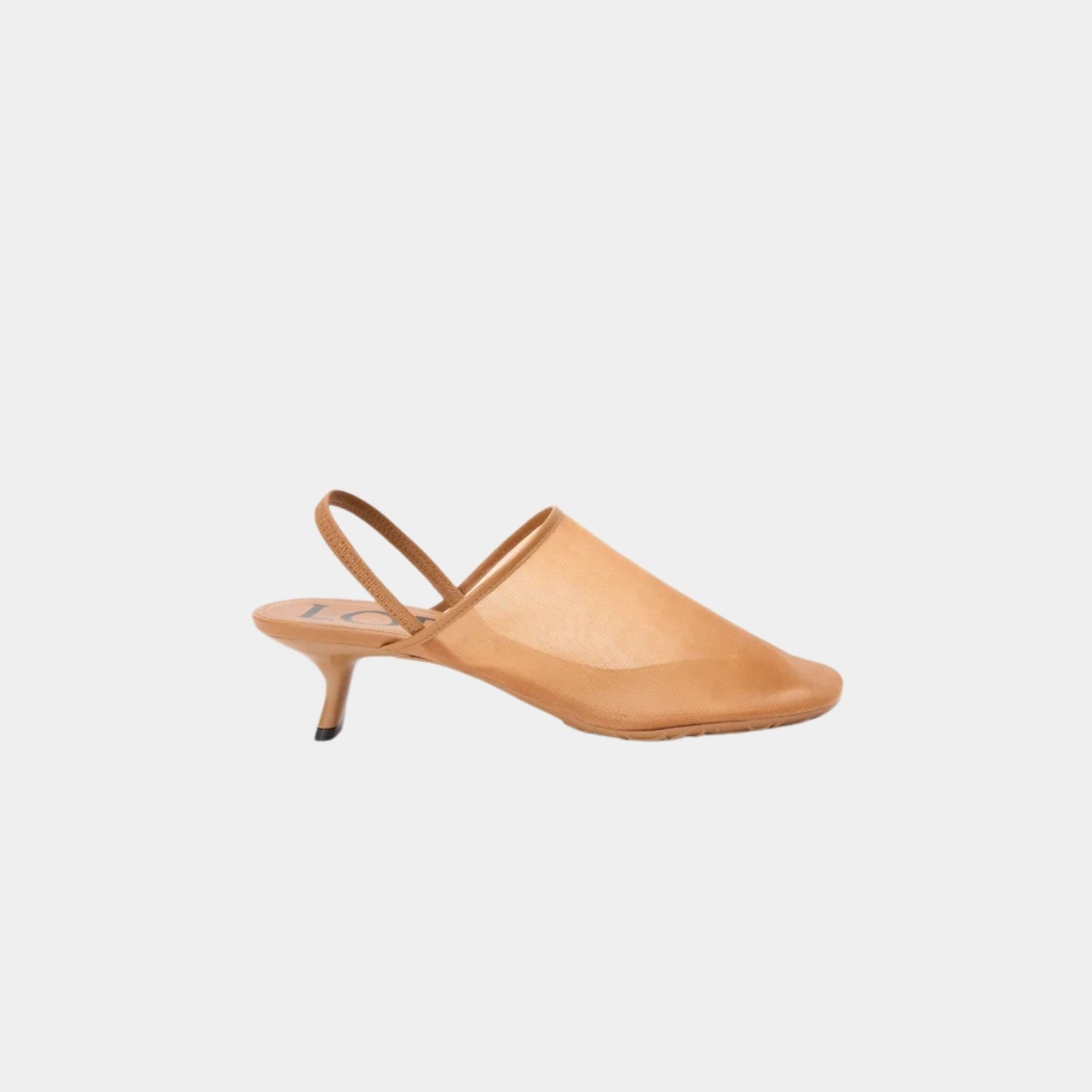 Loewe Petal Slingback Heel Sandal In Mesh, Tan, Side