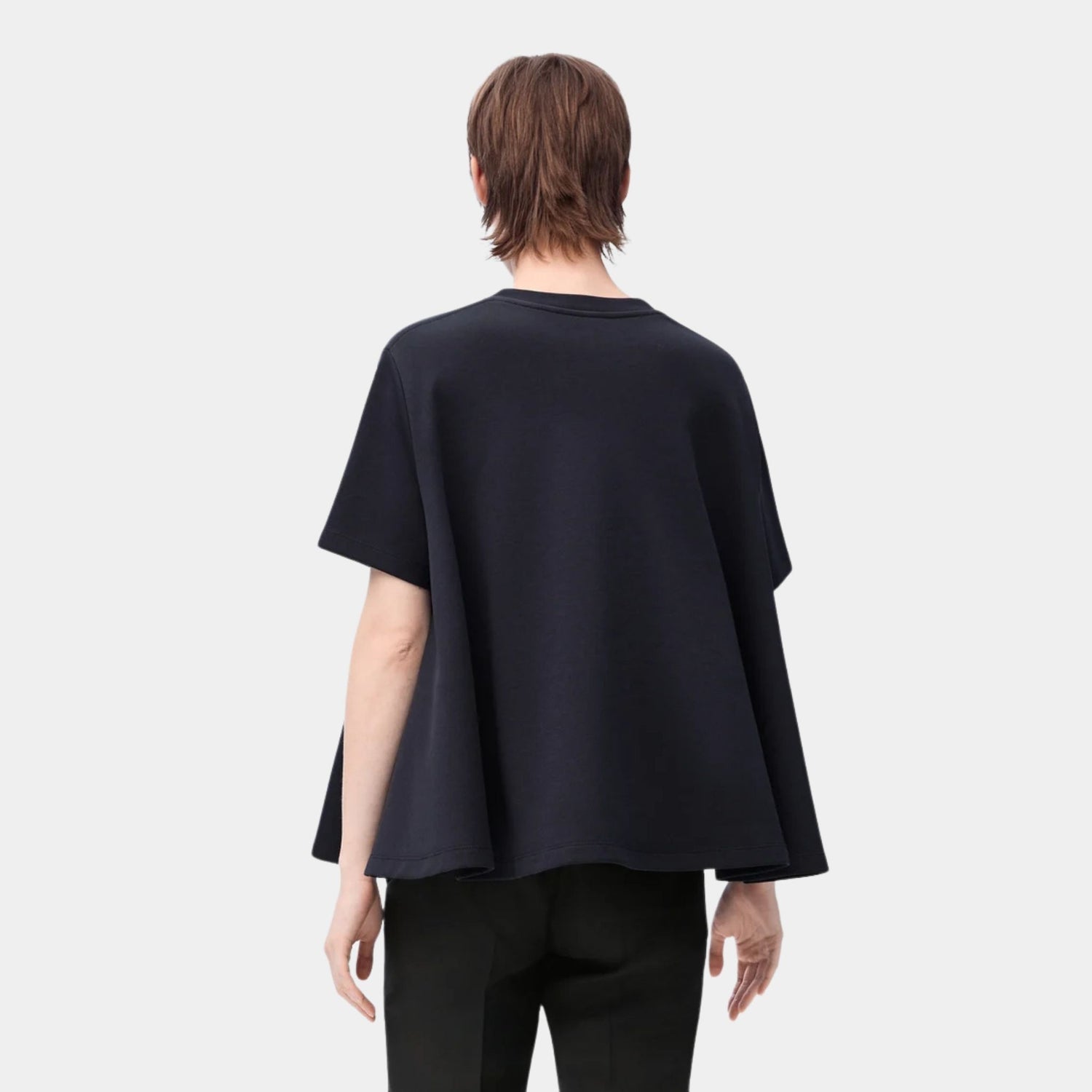 Loewe Plain Trapeze Top in Cotton Blend, Dark Navy Blue, Back