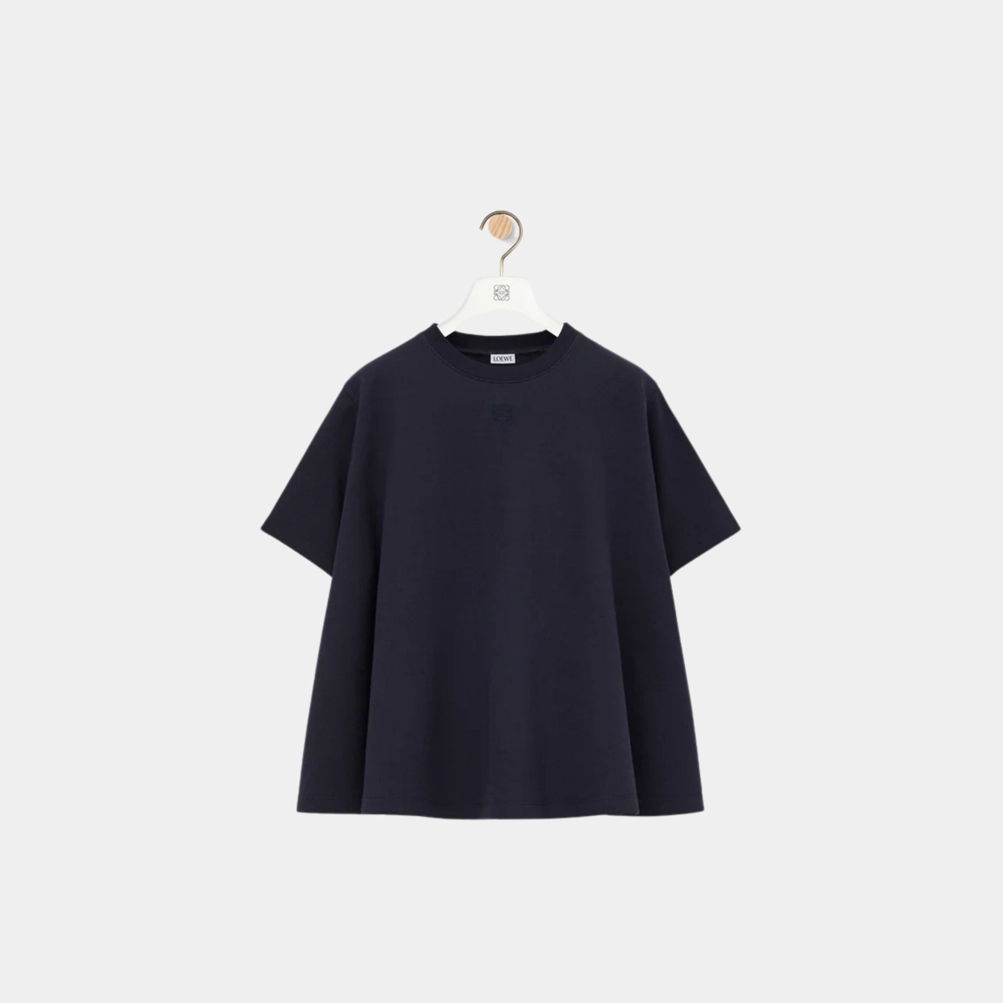 Loewe Plain Trapeze Top in Cotton Blend, Dark Navy Blue, Front