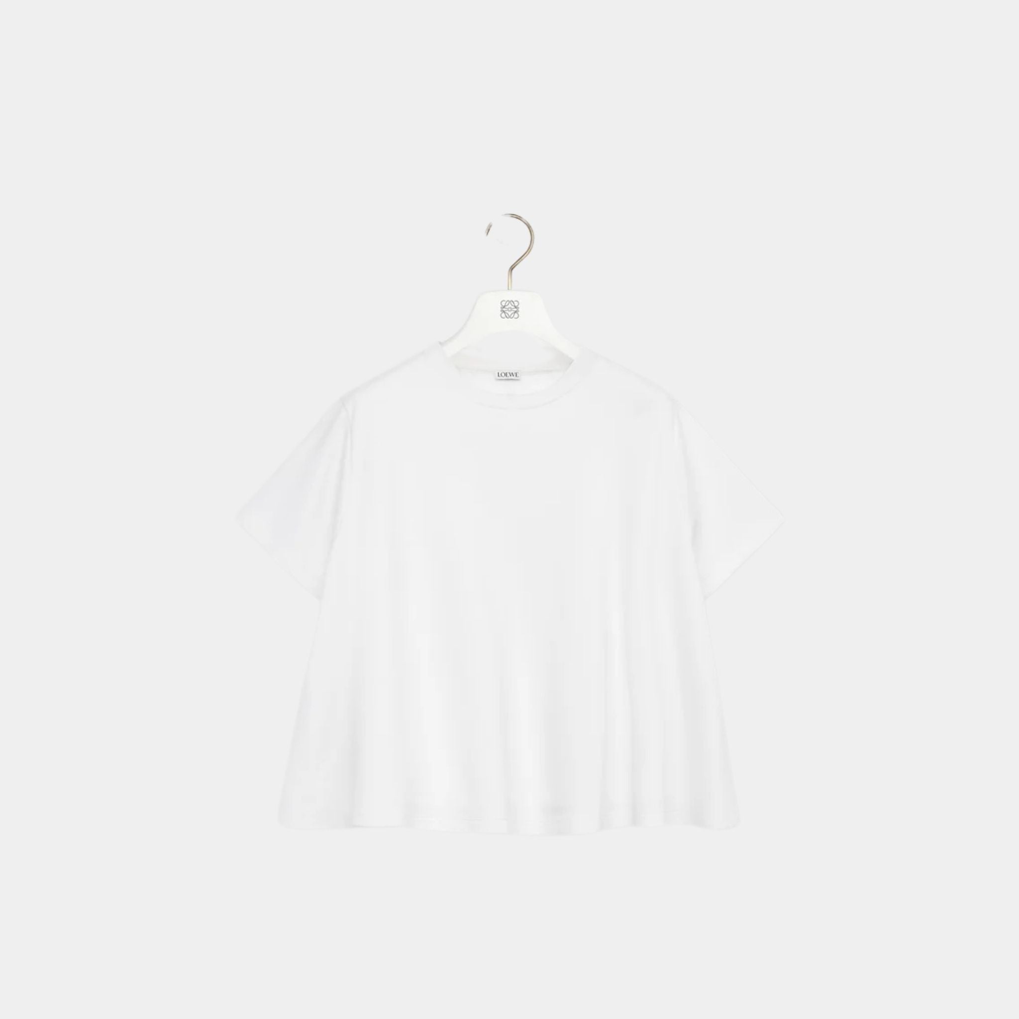 Loewe Plain Trapeze Top in Cotton Blend, White, Front