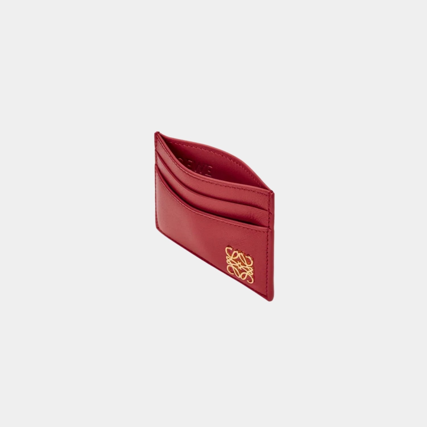 Loewe Puffer Anagram Plain Cardholder In Shiny Nappa Calfskin, Burnt Red, Top