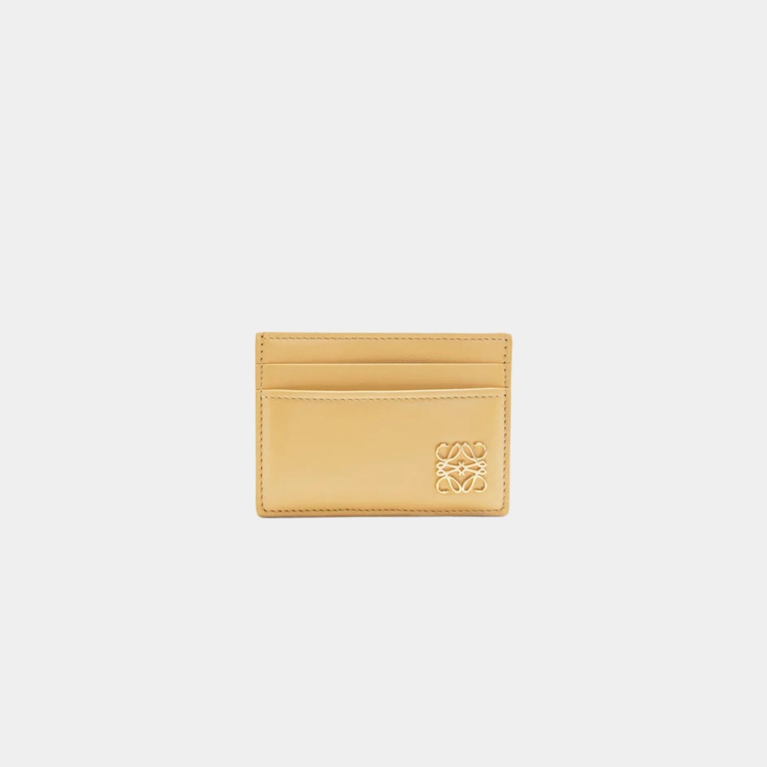 Loewe Puffer Anagram Plain Cardholder In Shiny Nappa Calfskin, Dark Butter, Front