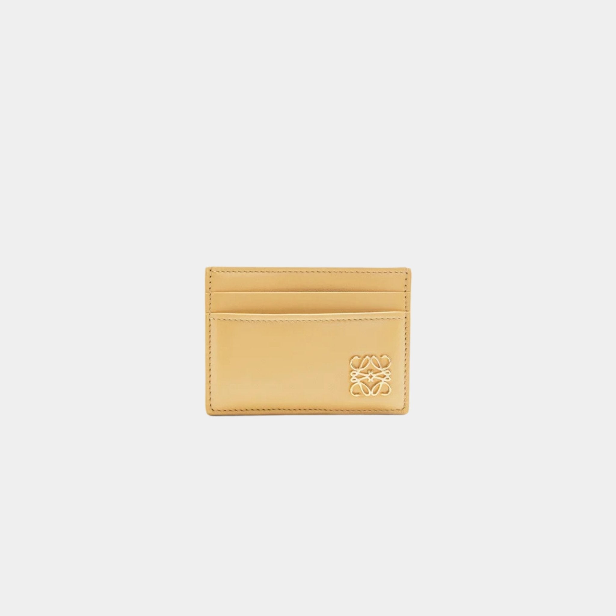 Loewe Puffer Anagram Plain Cardholder In Shiny Nappa Calfskin, Dark Butter, Front