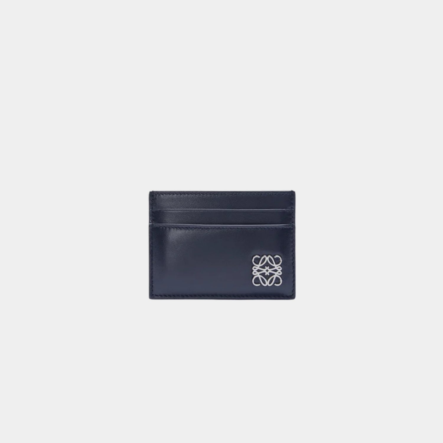 Loewe Puffer Anagram Plain Cardholder In Shiny Nappa Calfskin, Deep Navy, Front