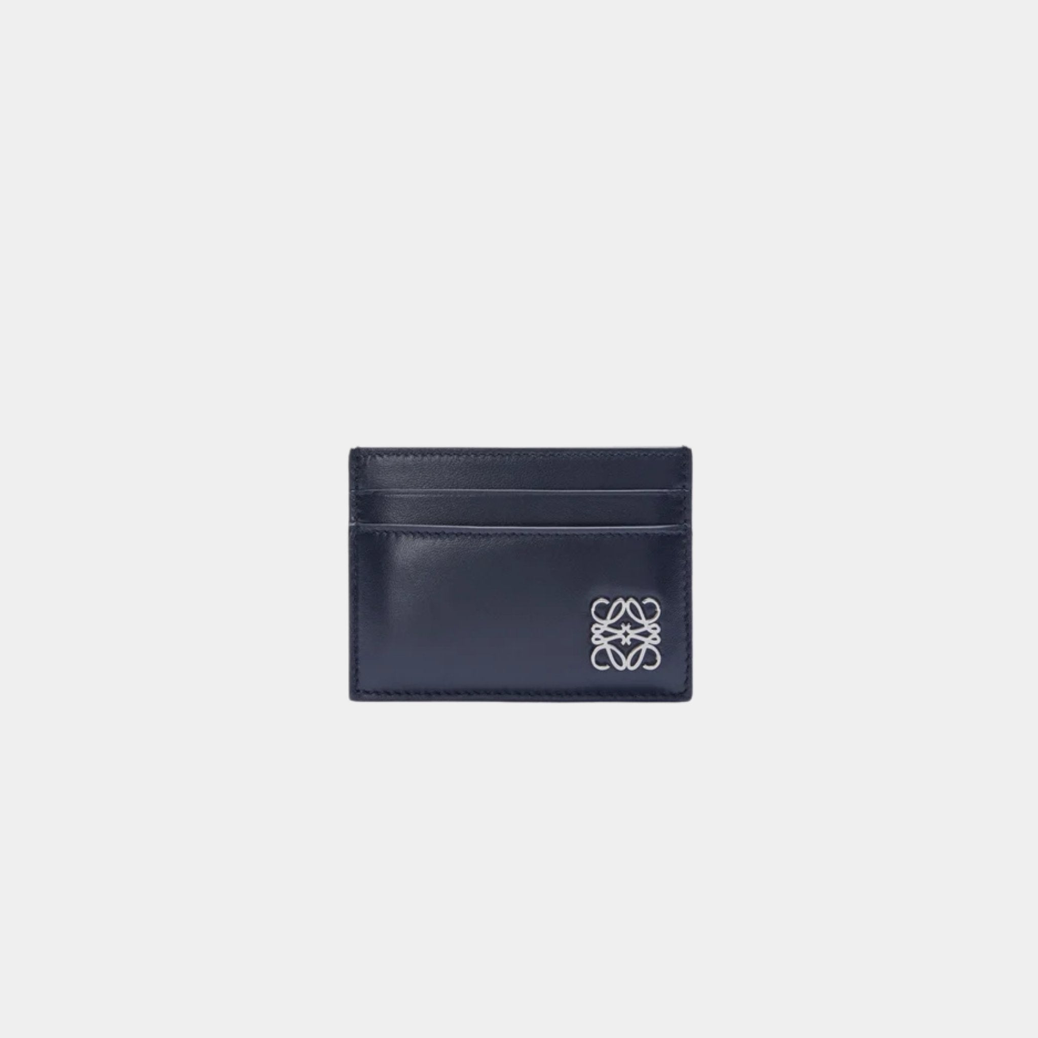 Loewe Puffer Anagram Plain Cardholder In Shiny Nappa Calfskin, Deep Navy, Front