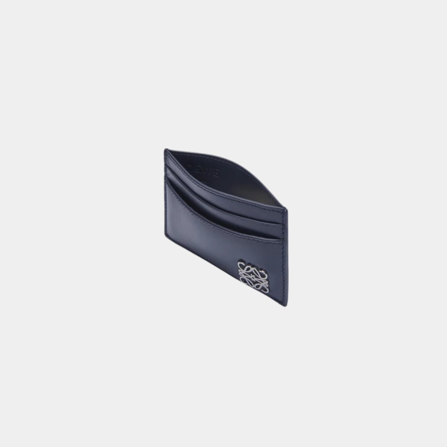 Loewe Puffer Anagram Plain Cardholder In Shiny Nappa Calfskin, Deep Navy, Top