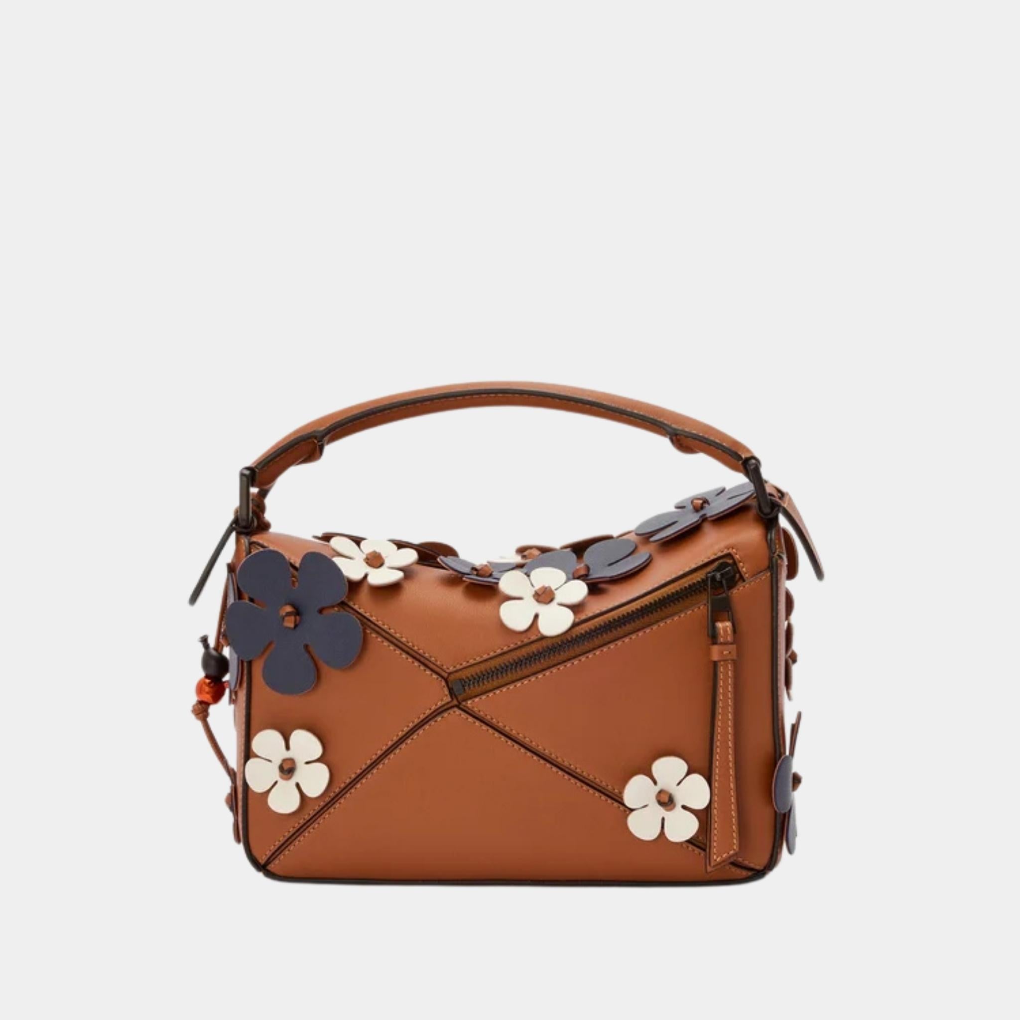 Loewe Puzzle 10 Plumeria Re-edition Bag in Classic Calfskin, Back