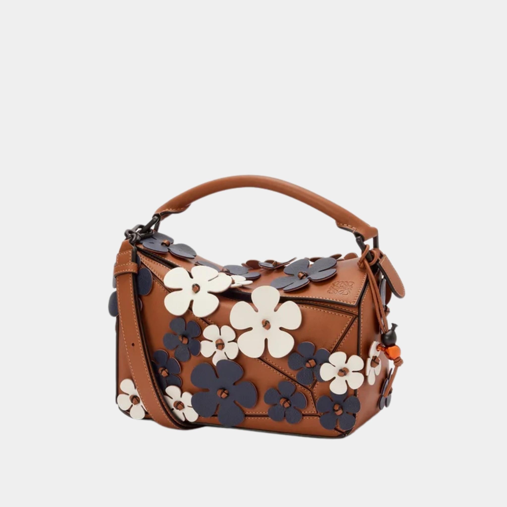 Loewe Puzzle 10 Plumeria Re-edition Bag in Classic Calfskin, Front