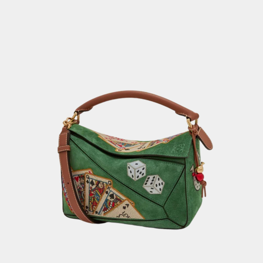 Loewe Puzzle 10 SS18 Runway Re-edition Bag in Calfskin Suede, Front