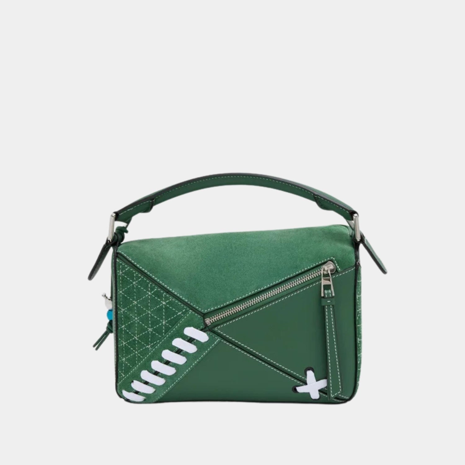 Loewe Puzzle 10 Varsity Re-edition Bag in Classic Calfskin and Suede, Back