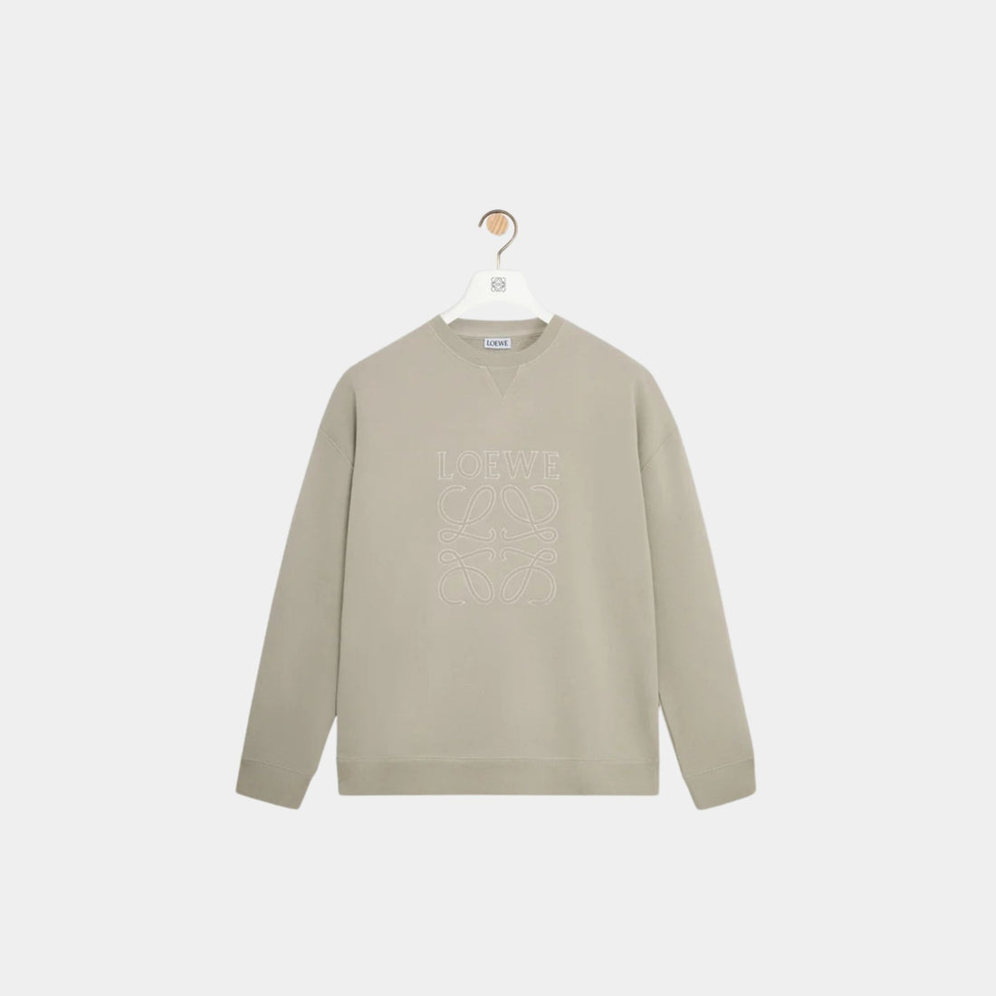 Loewe Regular Fit Sweatshirt in Cotton with LOEWE Anagram Applique, Dark Beige, Front