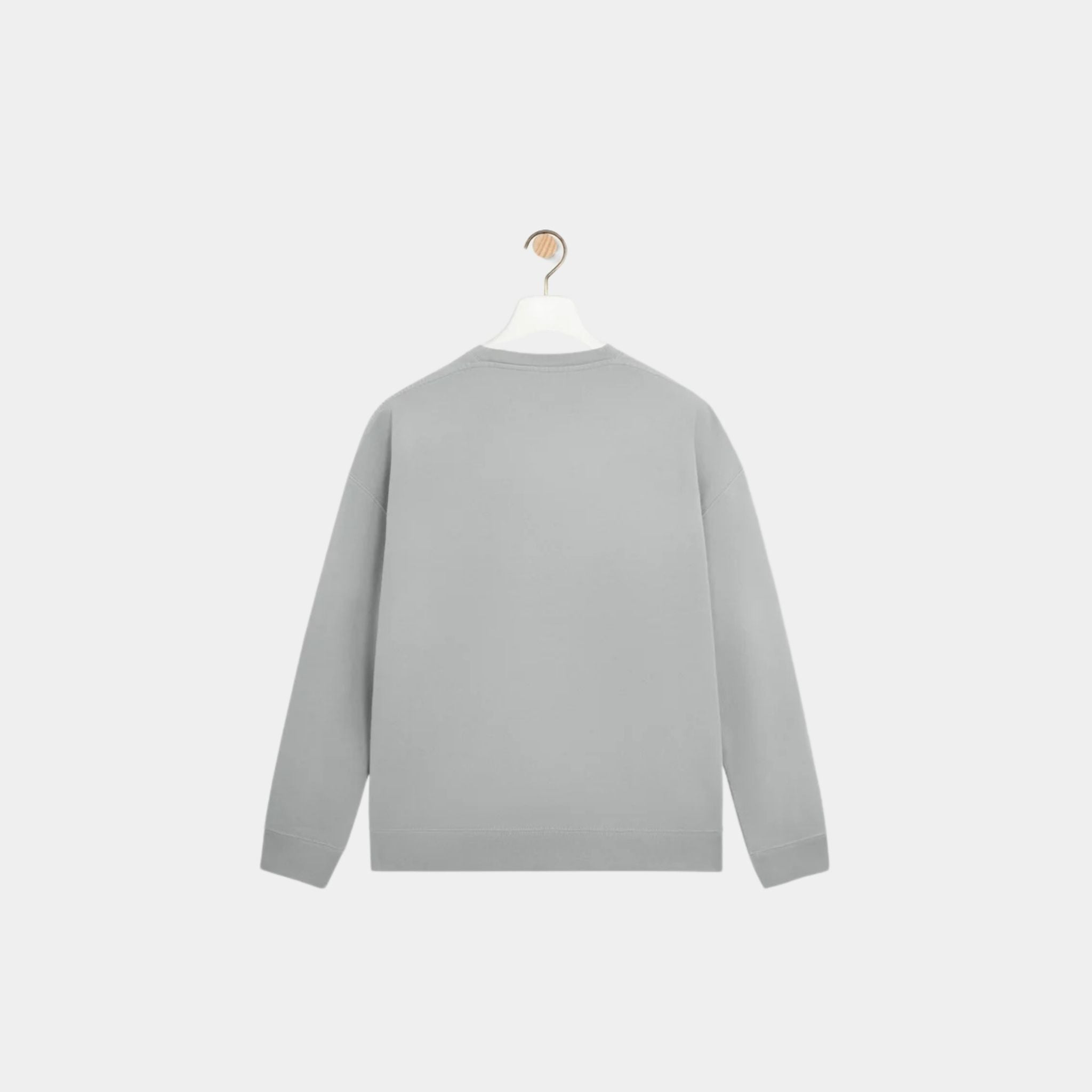 Loewe Regular Fit Sweatshirt in Cotton with LOEWE Anagram Applique, Light Grey, Back