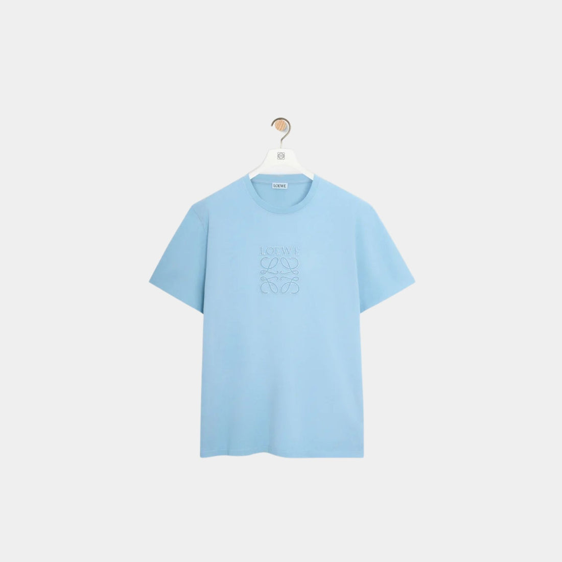 Loewe Relaxed Fit T-shirt in Cotton with LOEWE Anagram Applique, Light Blue, Front