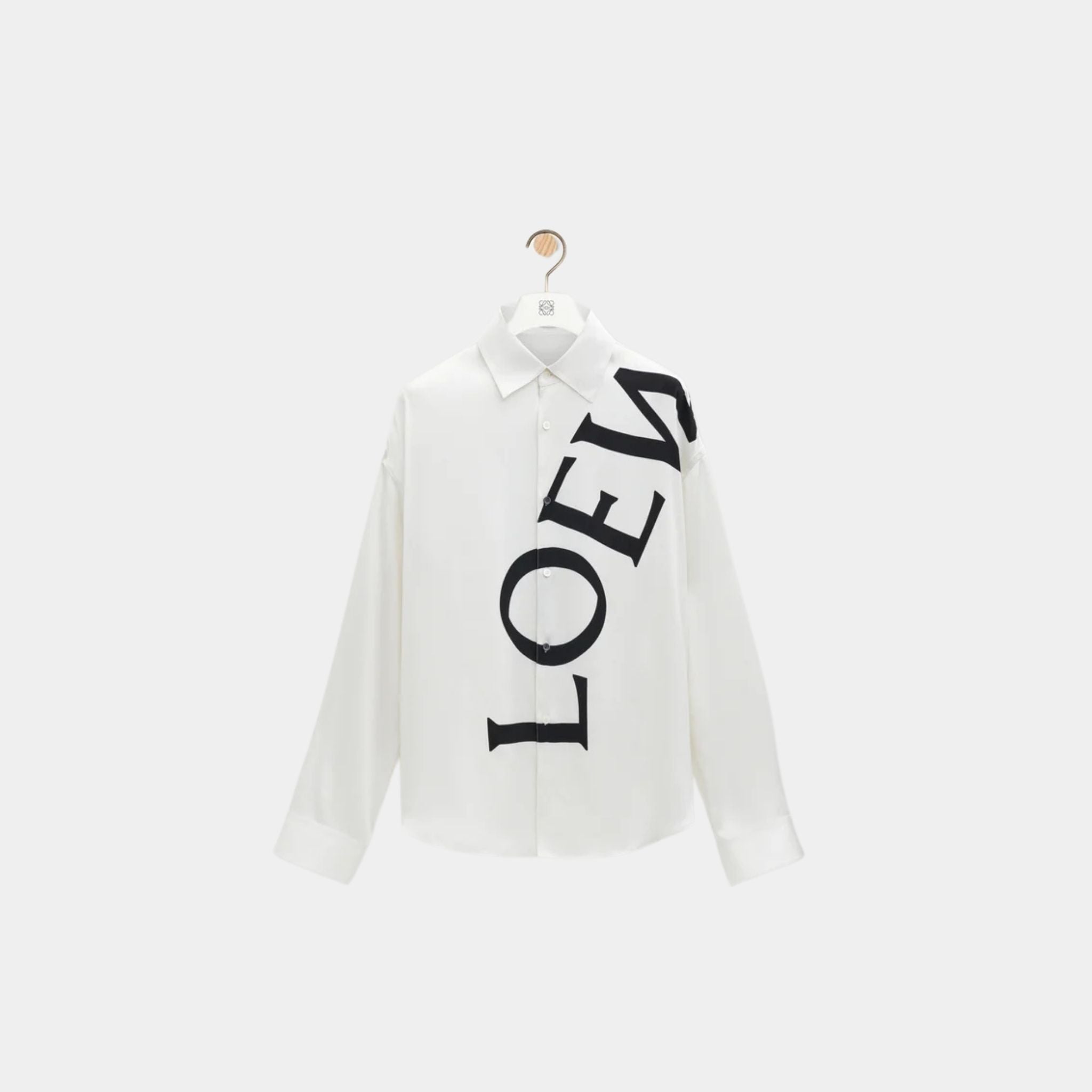 Loewe Shirt in Silk with oversized LOEWE Print, Front