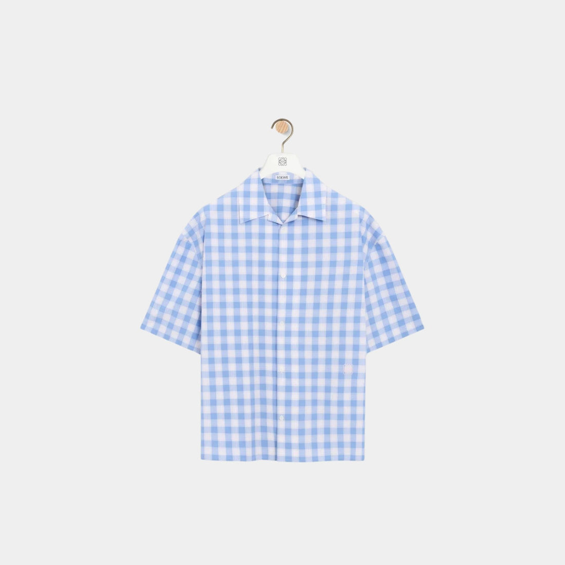 Loewe Short Sleeve Shirt in Cotton with Allover Check Pattern, Front