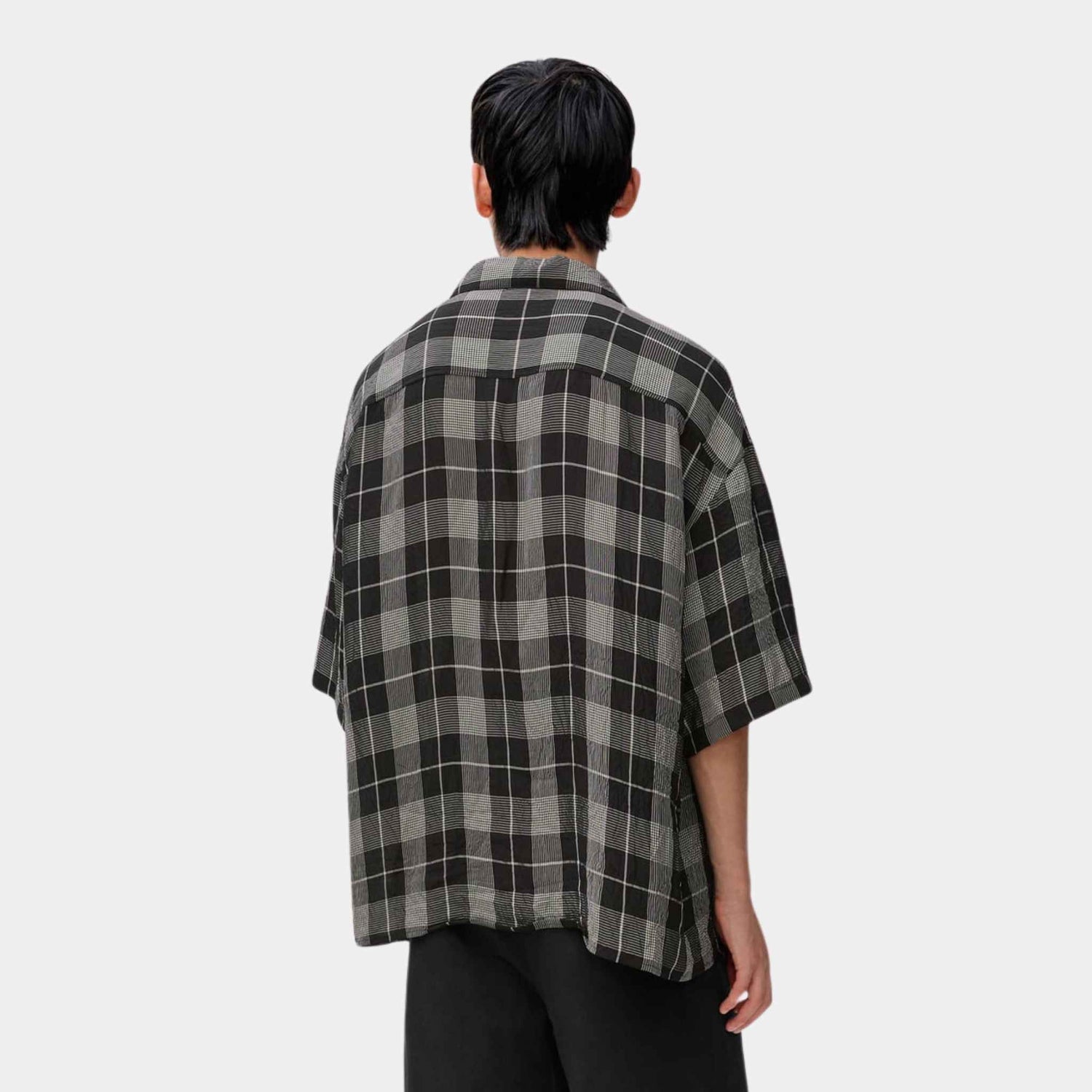 Loewe Short Sleeve Shirt in Viscose with Allover Check Pattern, Back
