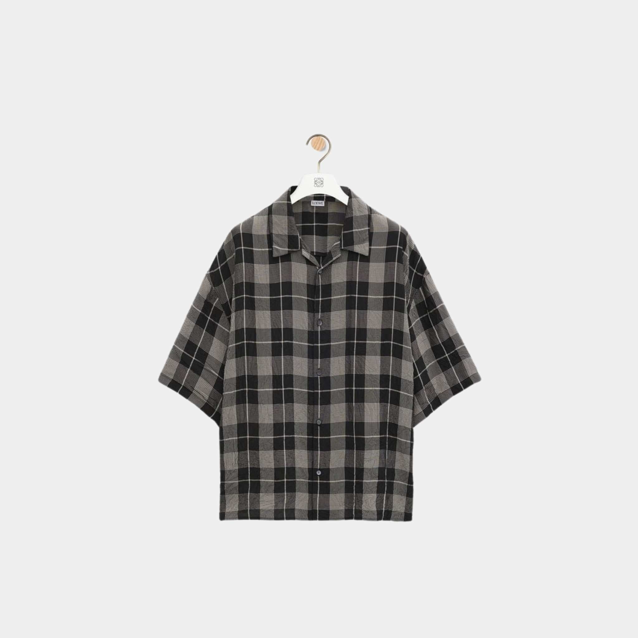 Loewe Short Sleeve Shirt in Viscose with Allover Check Pattern, Front