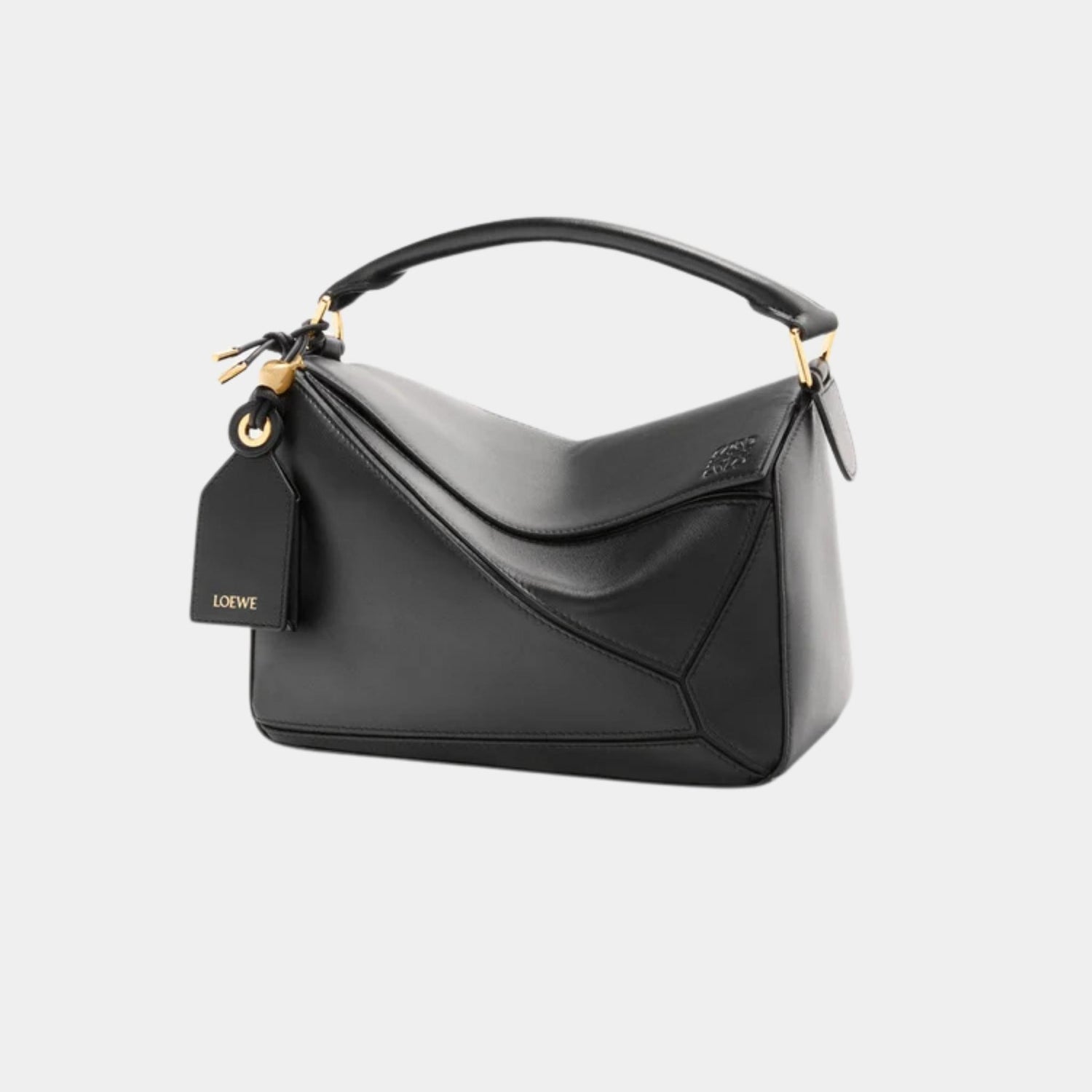 Loewe Small Featherlight Puzzle Bag In Nappa Lambskin, Black, Front