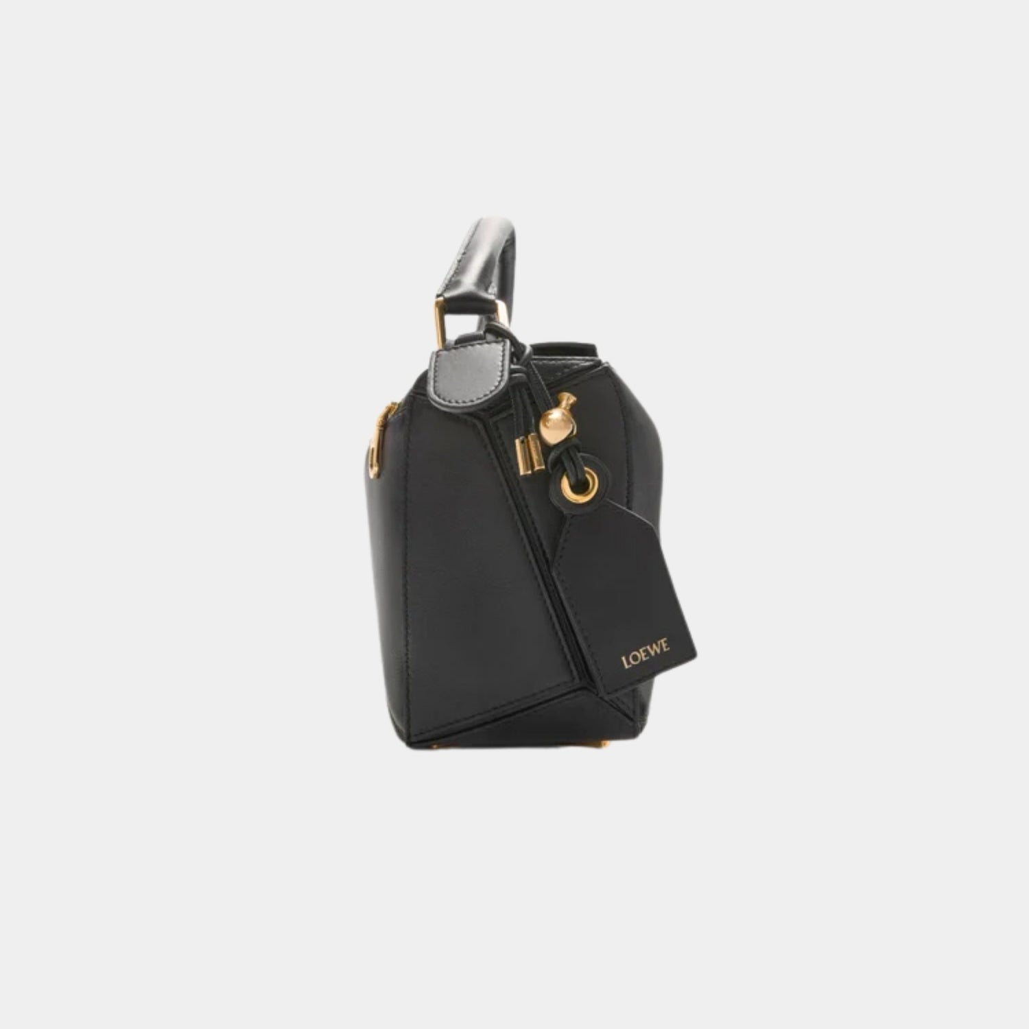 Loewe Small Featherlight Puzzle Bag In Nappa Lambskin, Black, Side
