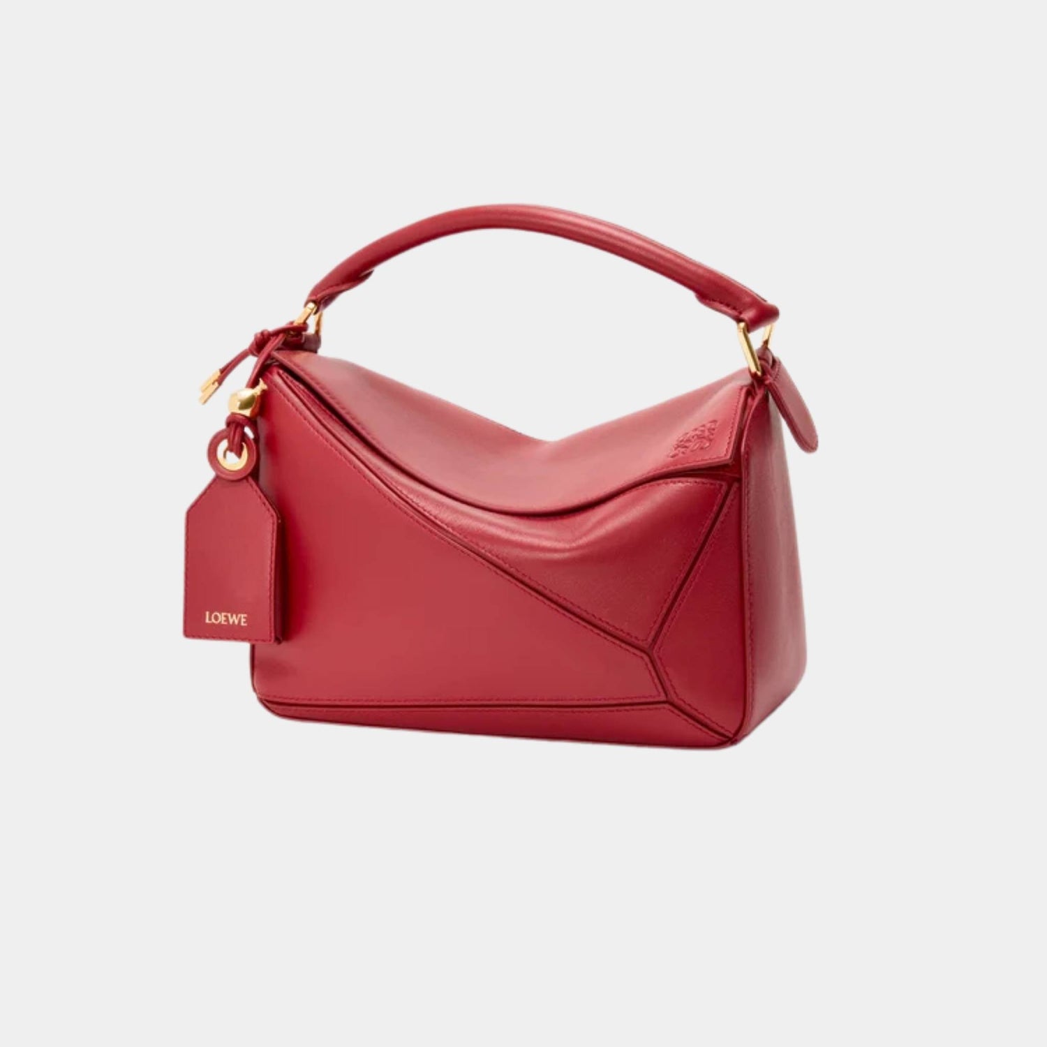 Loewe Small Featherlight Puzzle Bag In Nappa Lambskin, Burnt Red, Front