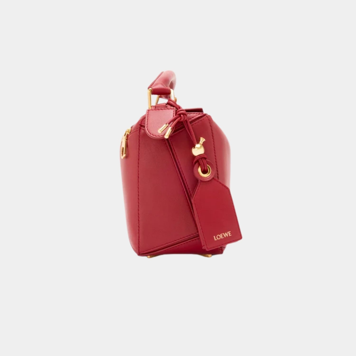 Loewe Small Featherlight Puzzle Bag In Nappa Lambskin, Burnt Red, Side