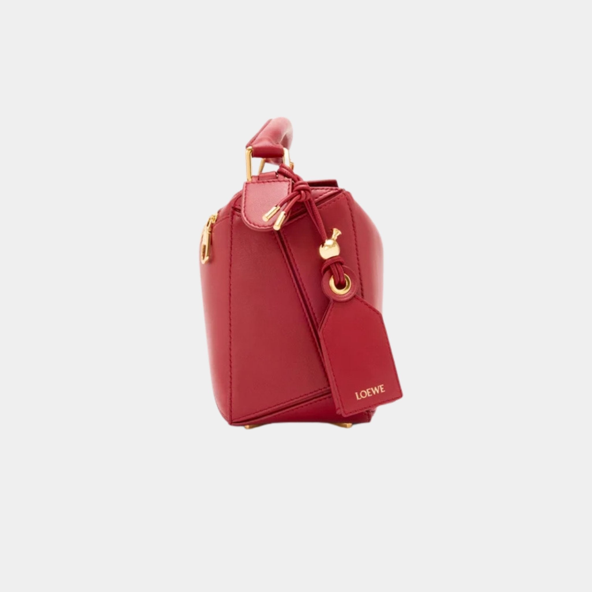 Loewe Small Featherlight Puzzle Bag In Nappa Lambskin, Burnt Red, Side