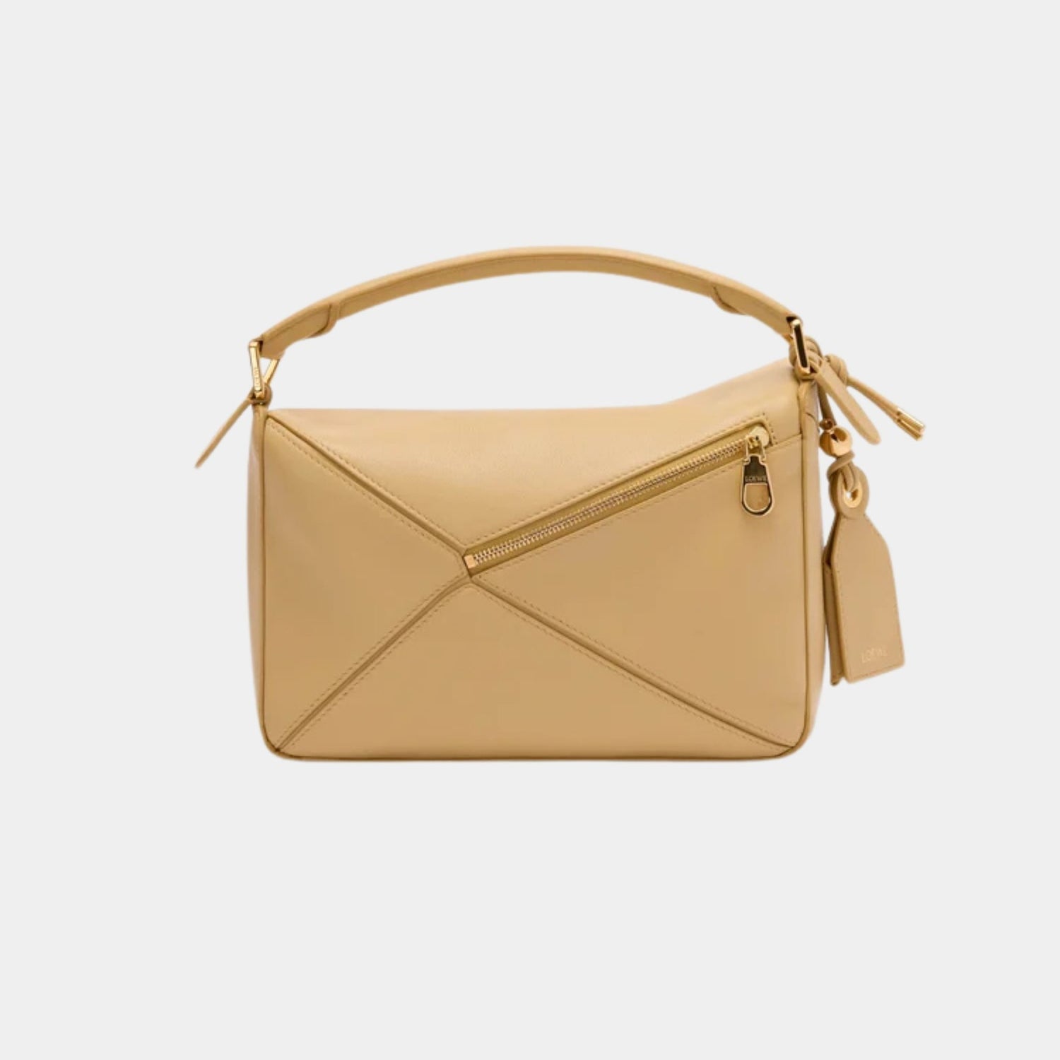 Loewe Small Featherlight Puzzle Bag In Nappa Lambskin, Dark Butter, Back