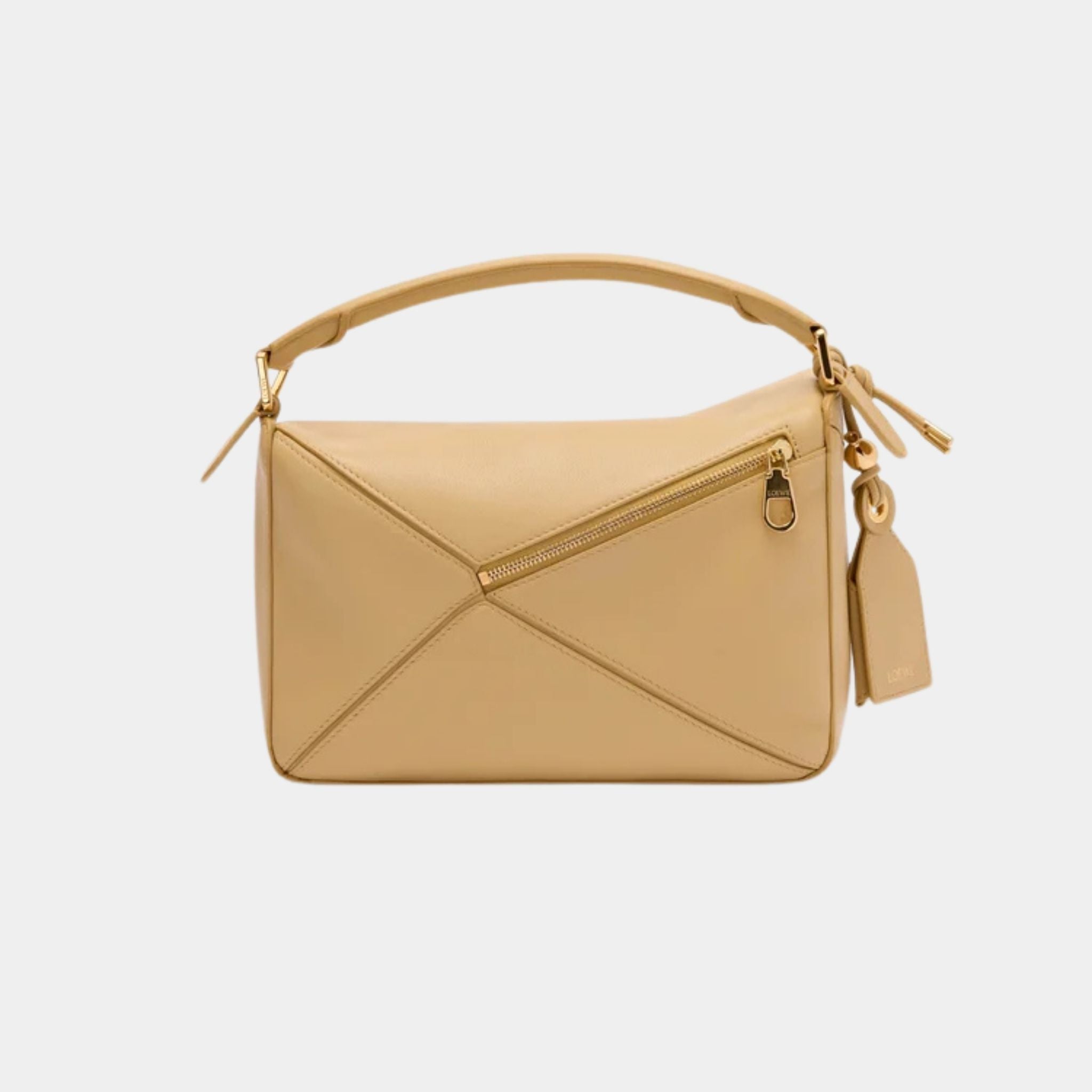 Loewe Small Featherlight Puzzle Bag In Nappa Lambskin, Dark Butter, Back
